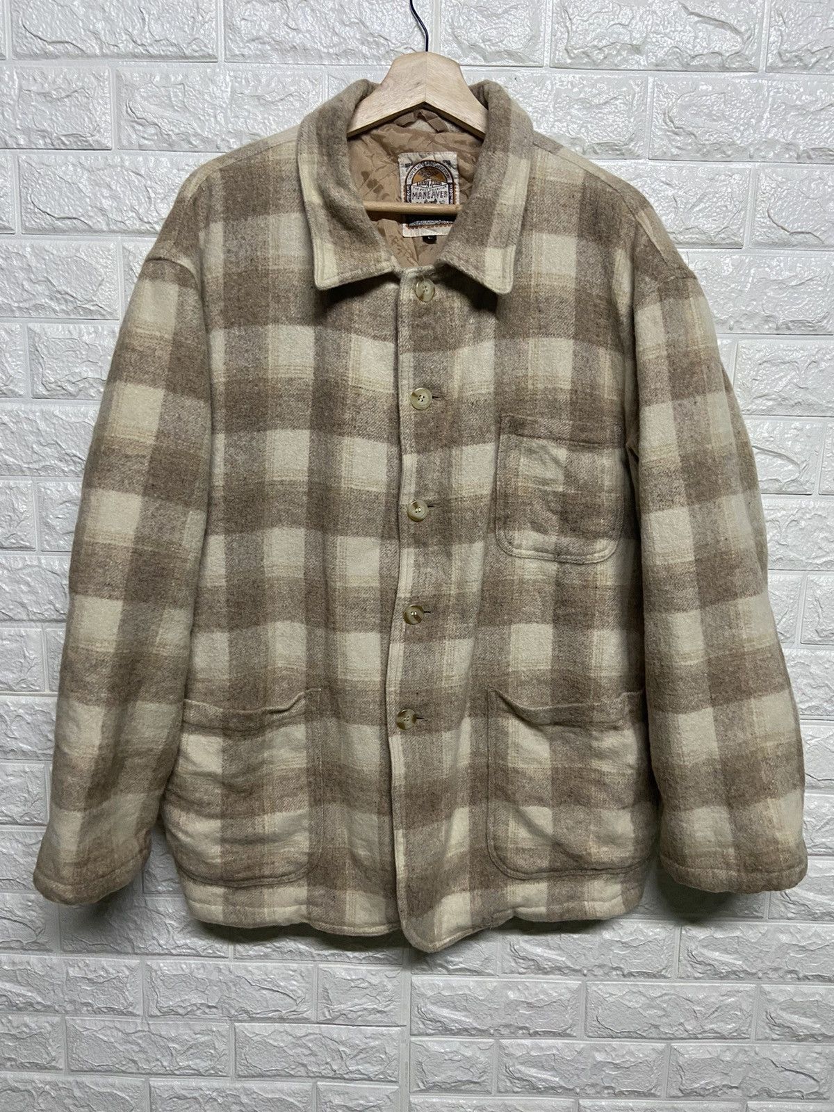 Flannel Vintage Maneaver Checkered Button Up Wool Flannel Jacket Size US L / EU 52-54 / 3 - 1 Thumbnail