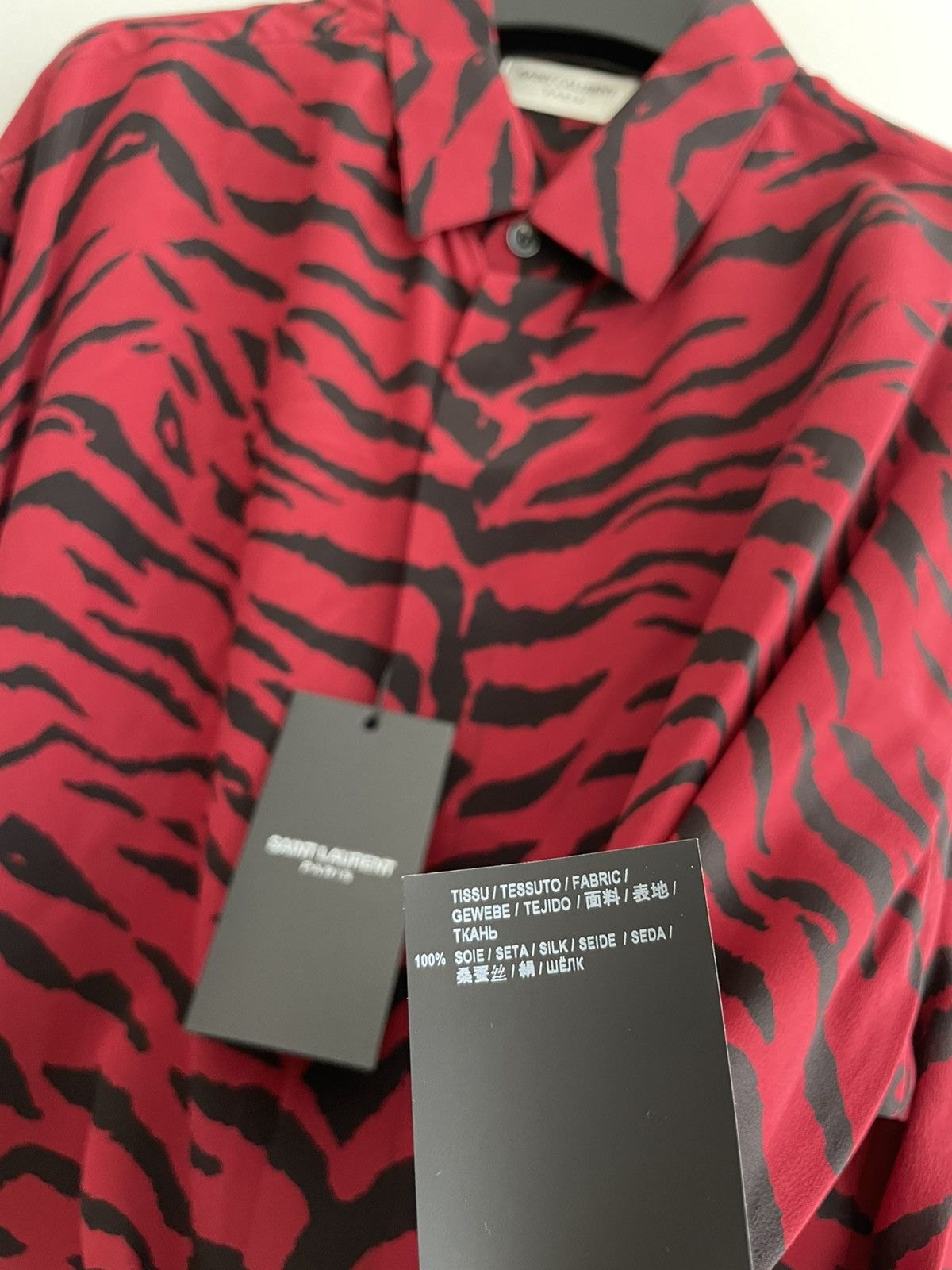 Hedi Slimane × Saint Laurent Paris × Yves Saint Laurent Super Runway Saint Laurent Shirt Pure Silk Size US XL / EU 56 / 4 - 10 Thumbnail