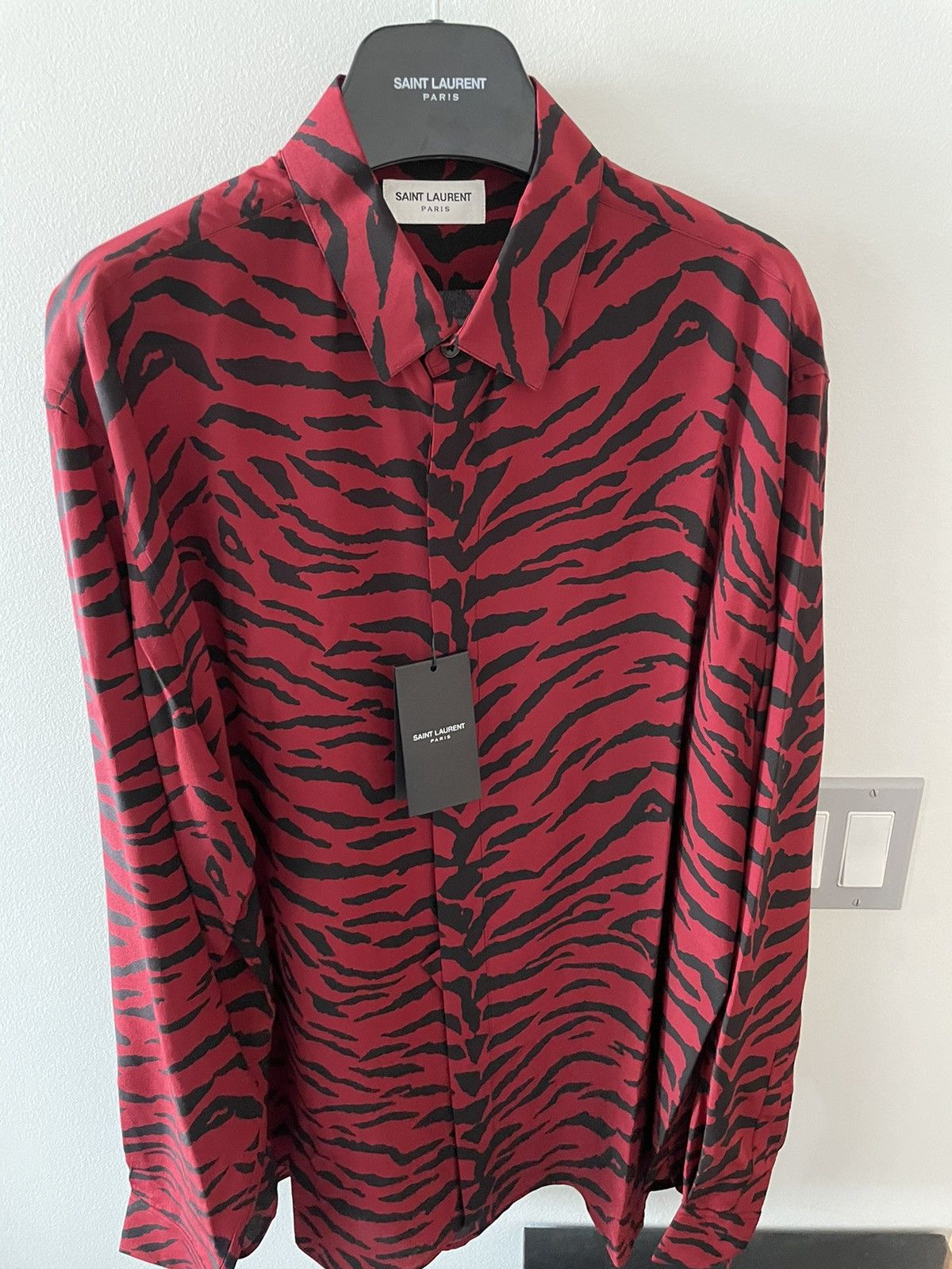 Hedi Slimane × Saint Laurent Paris × Yves Saint Laurent Super Runway Saint Laurent Shirt Pure Silk Size US XL / EU 56 / 4 - 14 Thumbnail