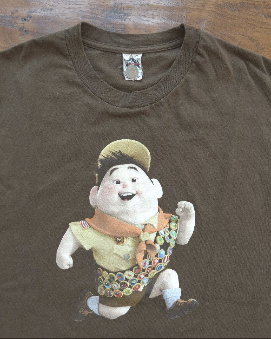 Original Up Disney Pixar Vintage Brown Movie Promotion Tee
