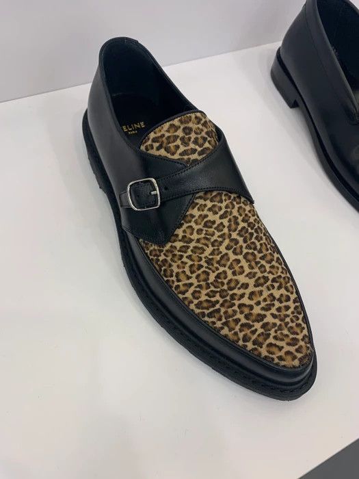 Black Buckle Boots With Leopard