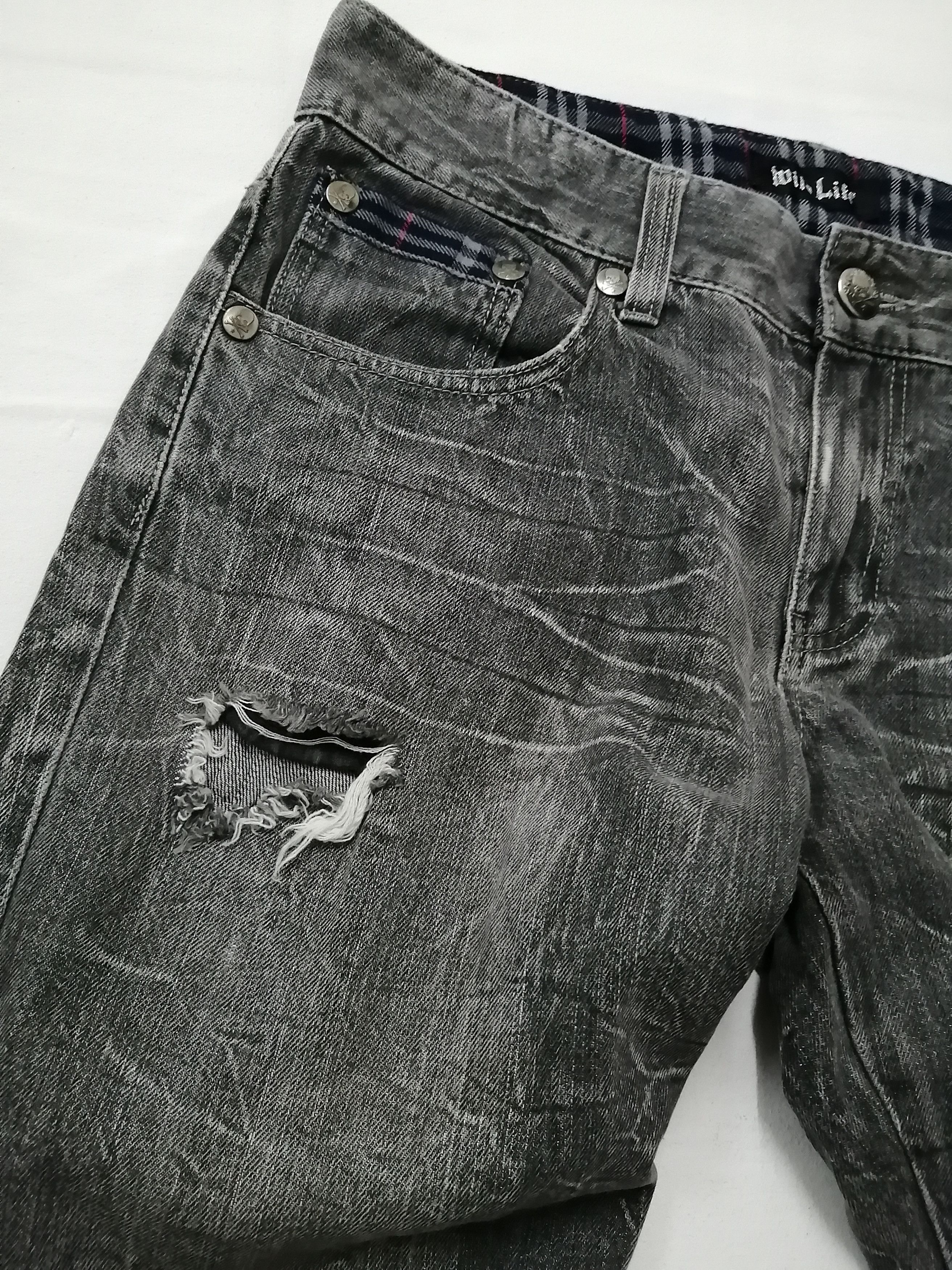 Japanese Brand Wild Life Skullbones Distressed Jeans Size US 34 / EU 50 - 7 Thumbnail