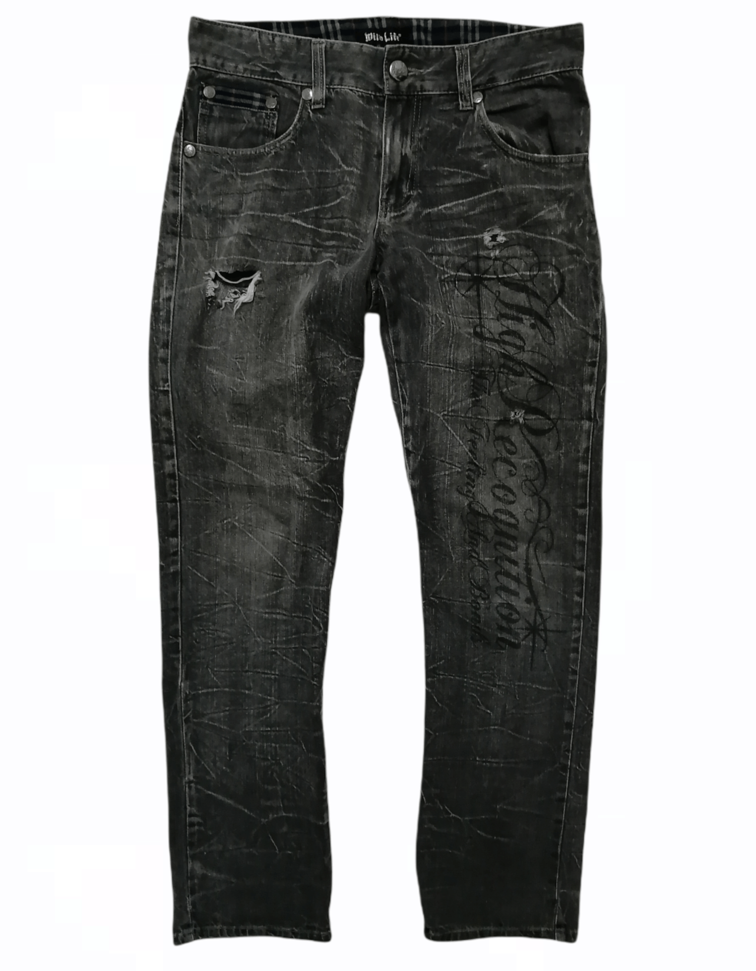 Japanese Brand Wild Life Skullbones Distressed Jeans Size US 34 / EU 50 - 1 Thumbnail