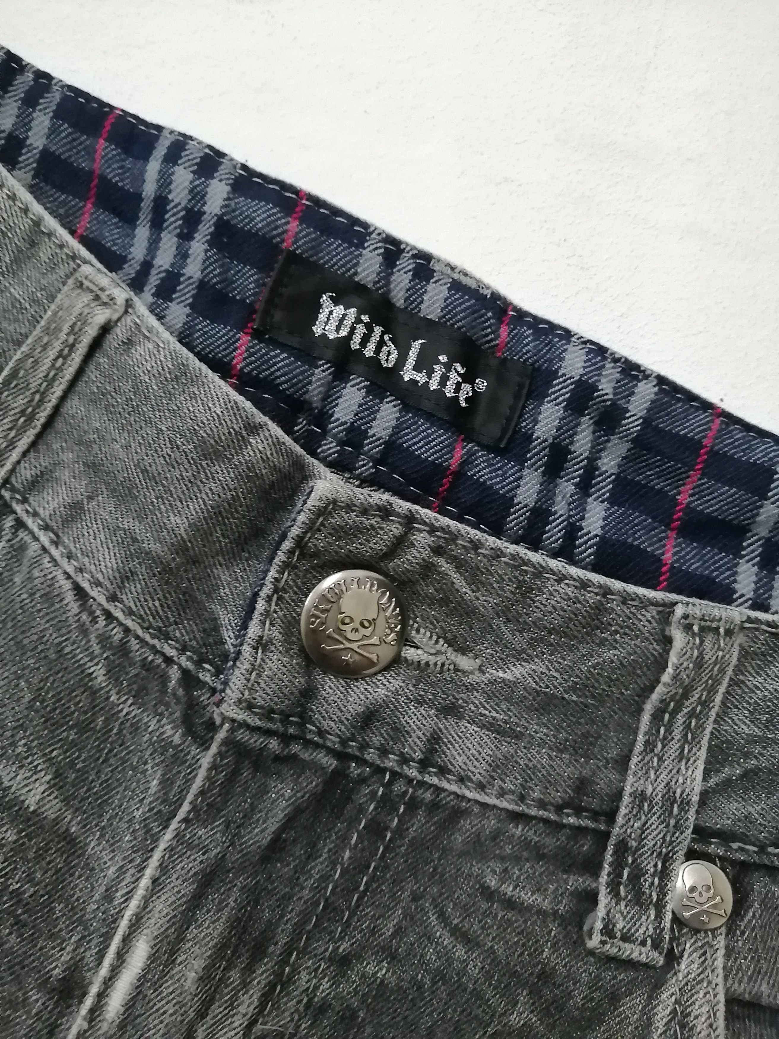 Japanese Brand Wild Life Skullbones Distressed Jeans Size US 34 / EU 50 - 6 Thumbnail