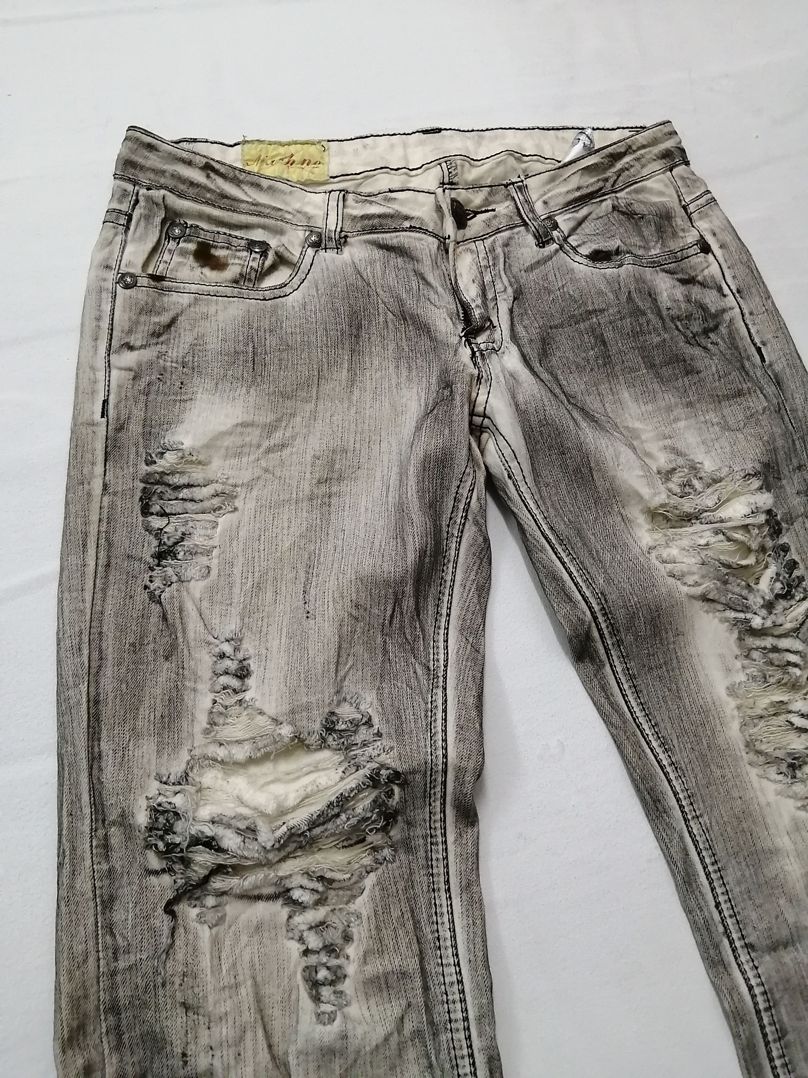 Japanese Brand Machine Nouvelle Mode Lower Rise Distressed Jeans Size 27" / US 4 / IT 40 - 8 Thumbnail