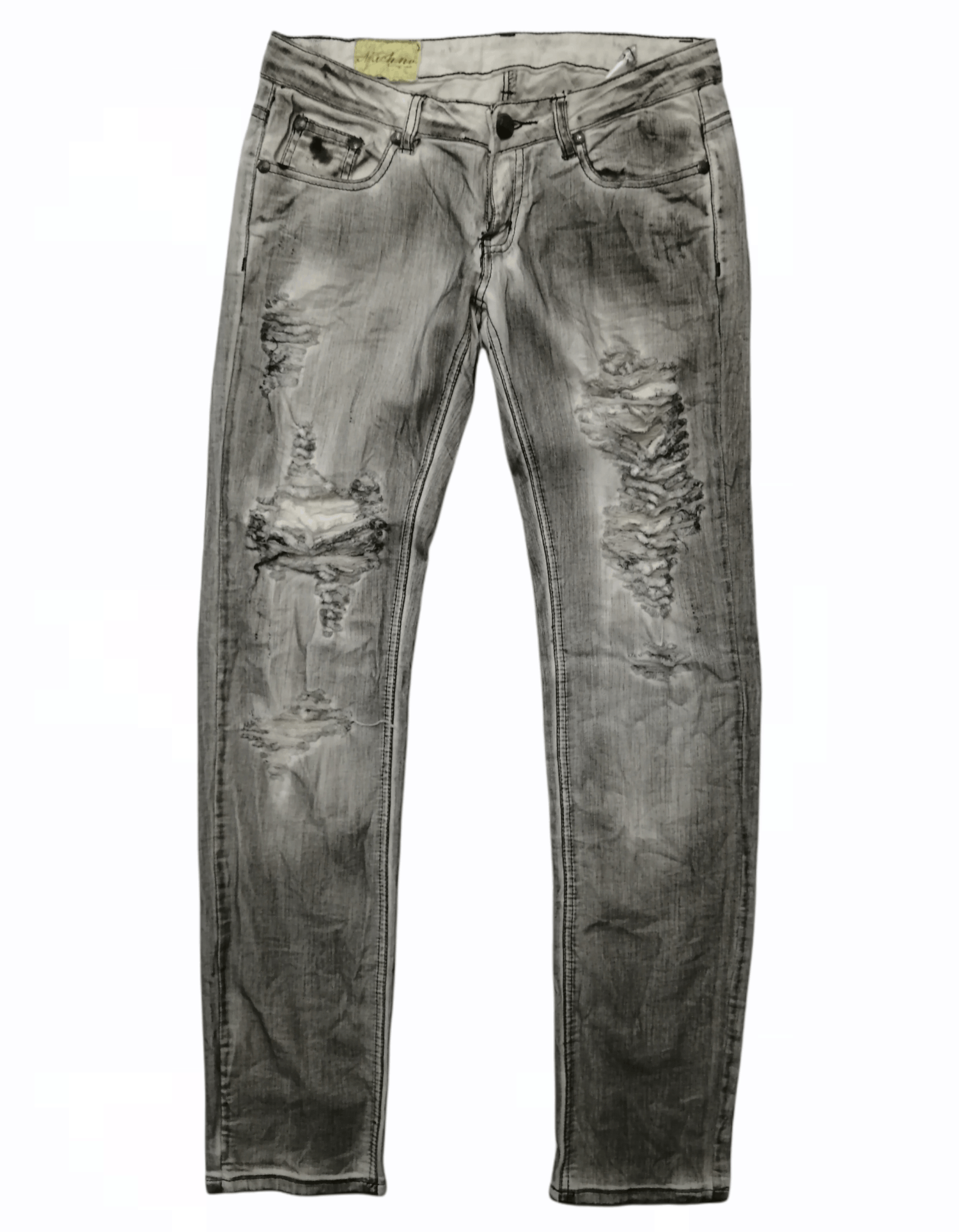 Japanese Brand Machine Nouvelle Mode Lower Rise Distressed Jeans Size 27" / US 4 / IT 40 - 1 Thumbnail