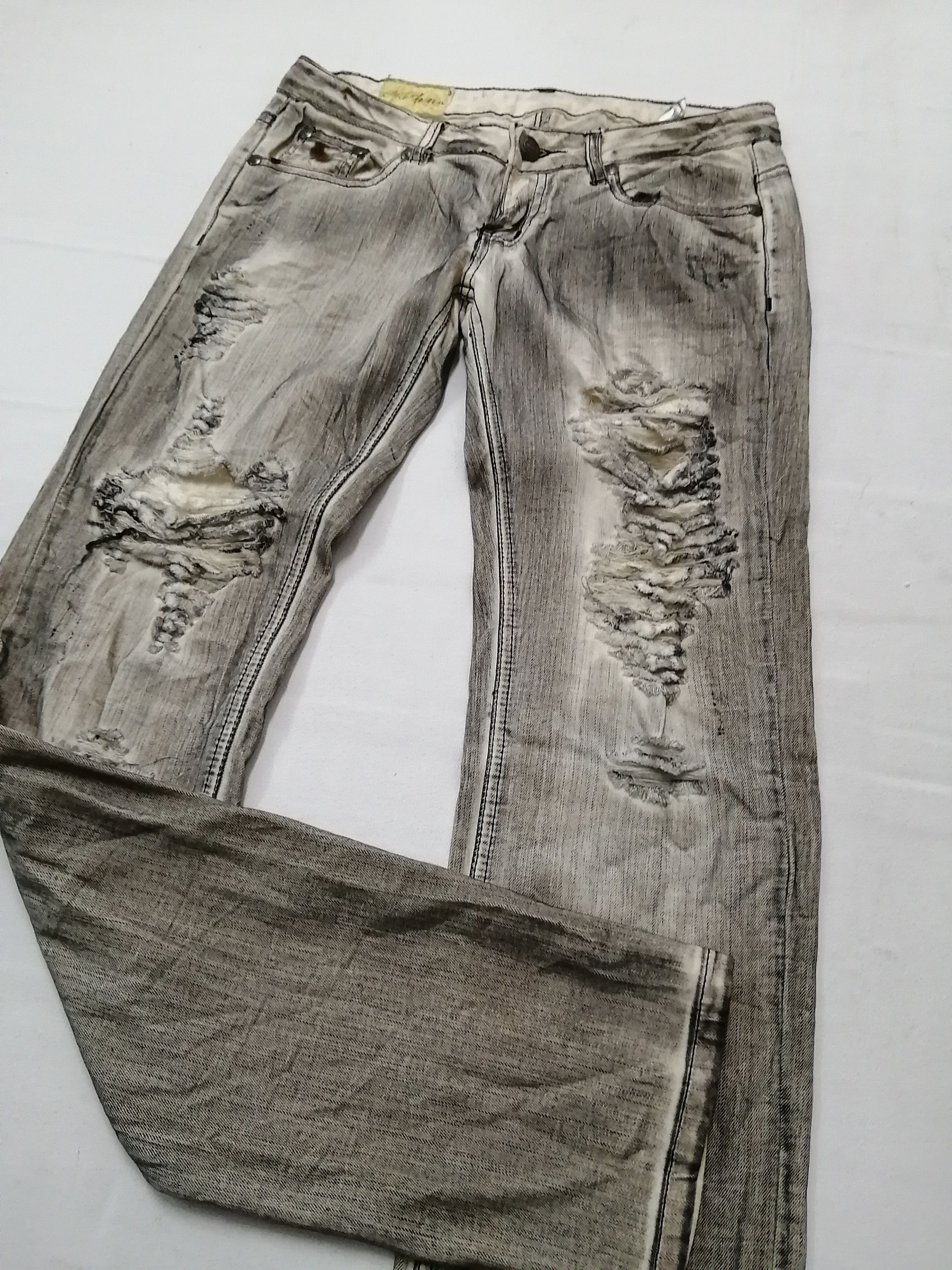 Japanese Brand Machine Nouvelle Mode Lower Rise Distressed Jeans Size 27" / US 4 / IT 40 - 10 Thumbnail