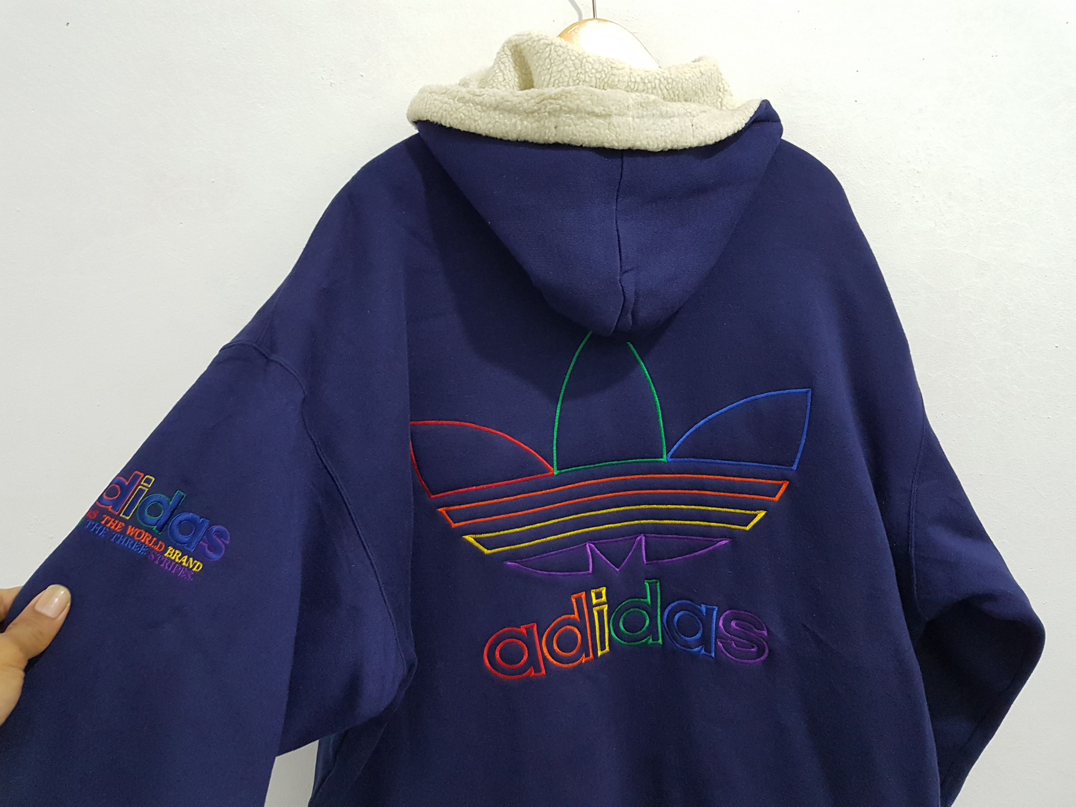 Adidas Vintage adidas spell out big logo hoodie Size US L / EU 52-54 / 3 - 14 Thumbnail