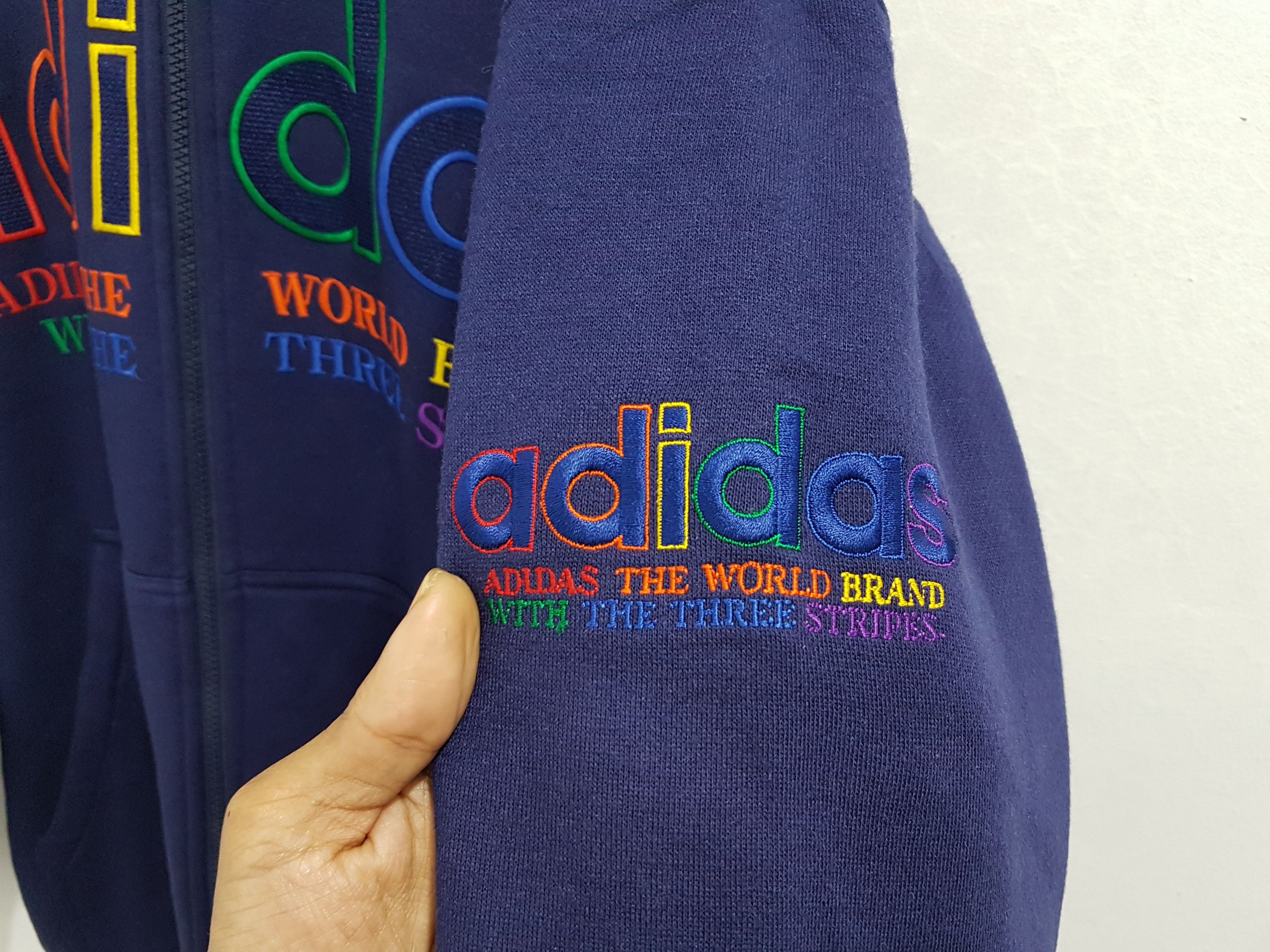 Adidas Vintage adidas spell out big logo hoodie Size US L / EU 52-54 / 3 - 7 Thumbnail