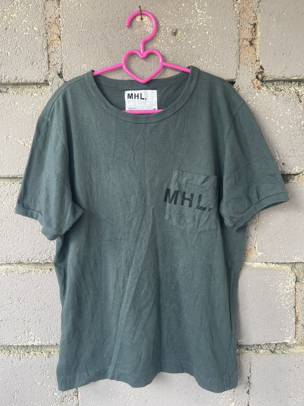 image of Mhl Margaret Howell Single Pocket Tee in Dark Green, Men's (Size Medium)