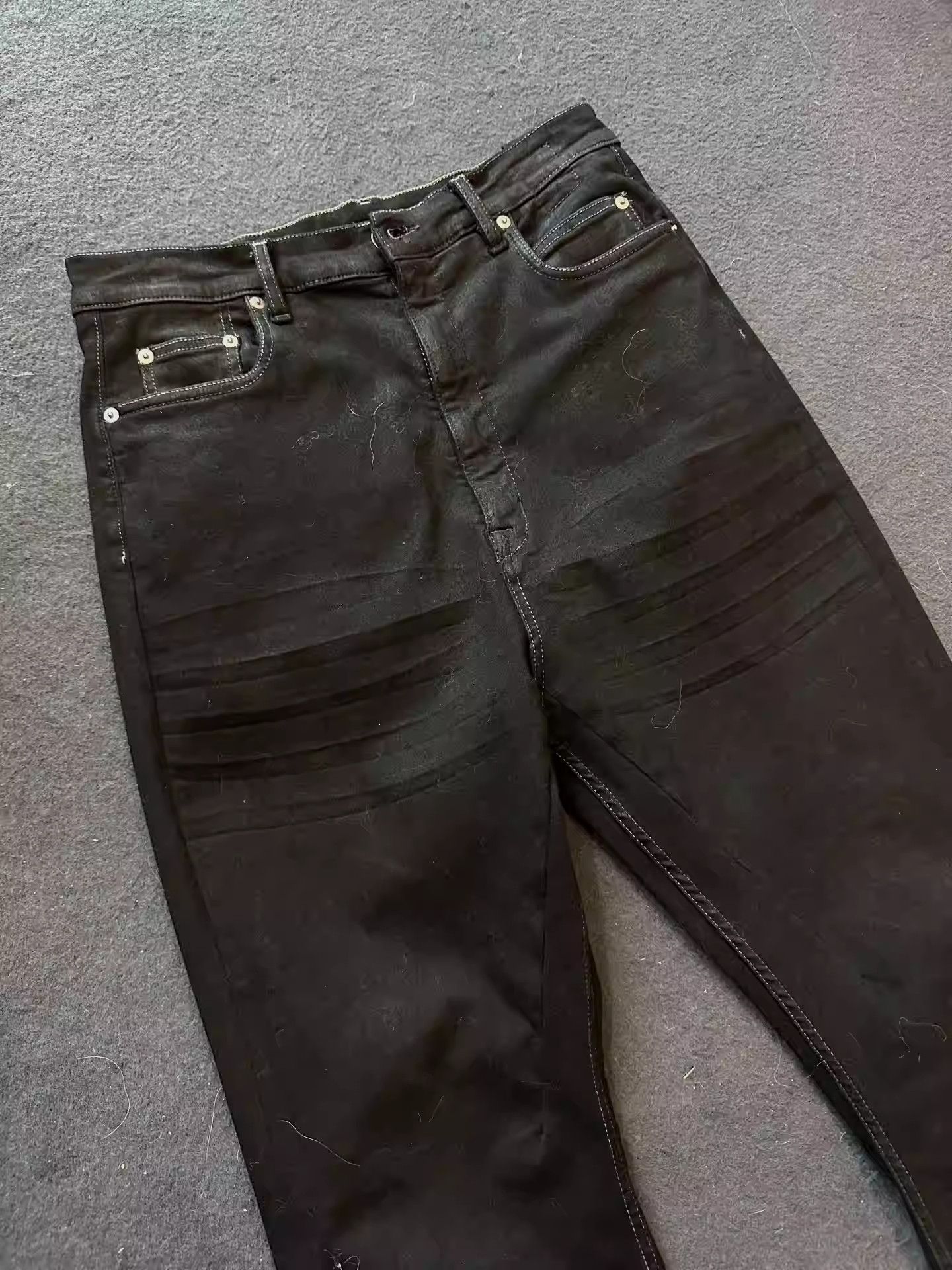 Rick Owens Rick Owens22FW dark wax bootcut flared pants Size US 31 - 2 Thumbnail