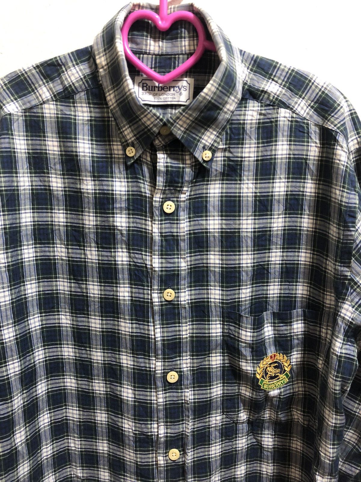 Burberry Rare 90s Vintage BURBERRYS Sewn Logo Button Up Pocket Shirt Size US S / EU 44-46 / 1 - 2 Thumbnail
