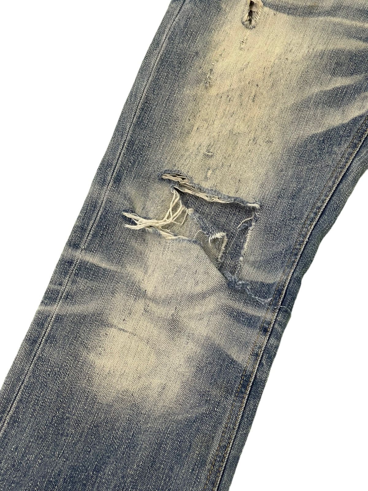 Japanese Brand Slim Jeans Distress Cook Jeans Low Rise Acid Wash 4🟦5 Size US 31 - 6 Thumbnail