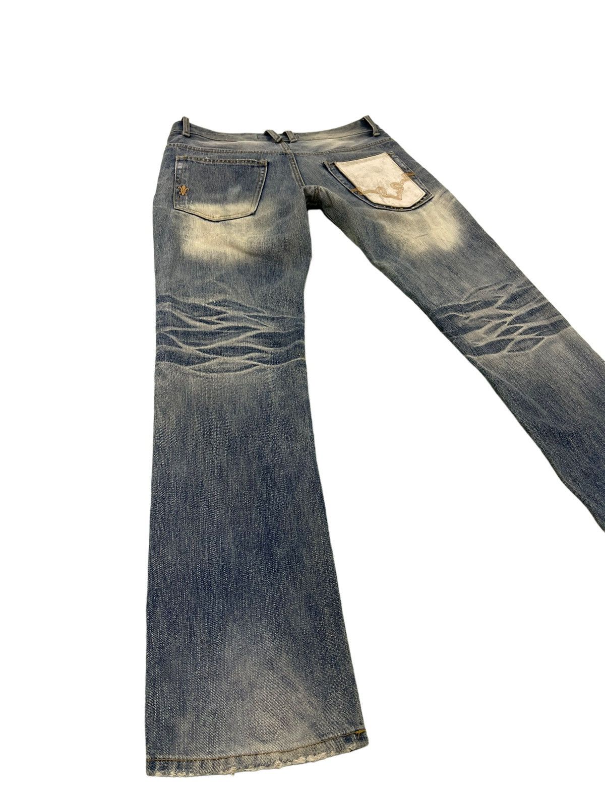 Japanese Brand Slim Jeans Distress Cook Jeans Low Rise Acid Wash 4🟦5 Size US 31 - 13 Thumbnail