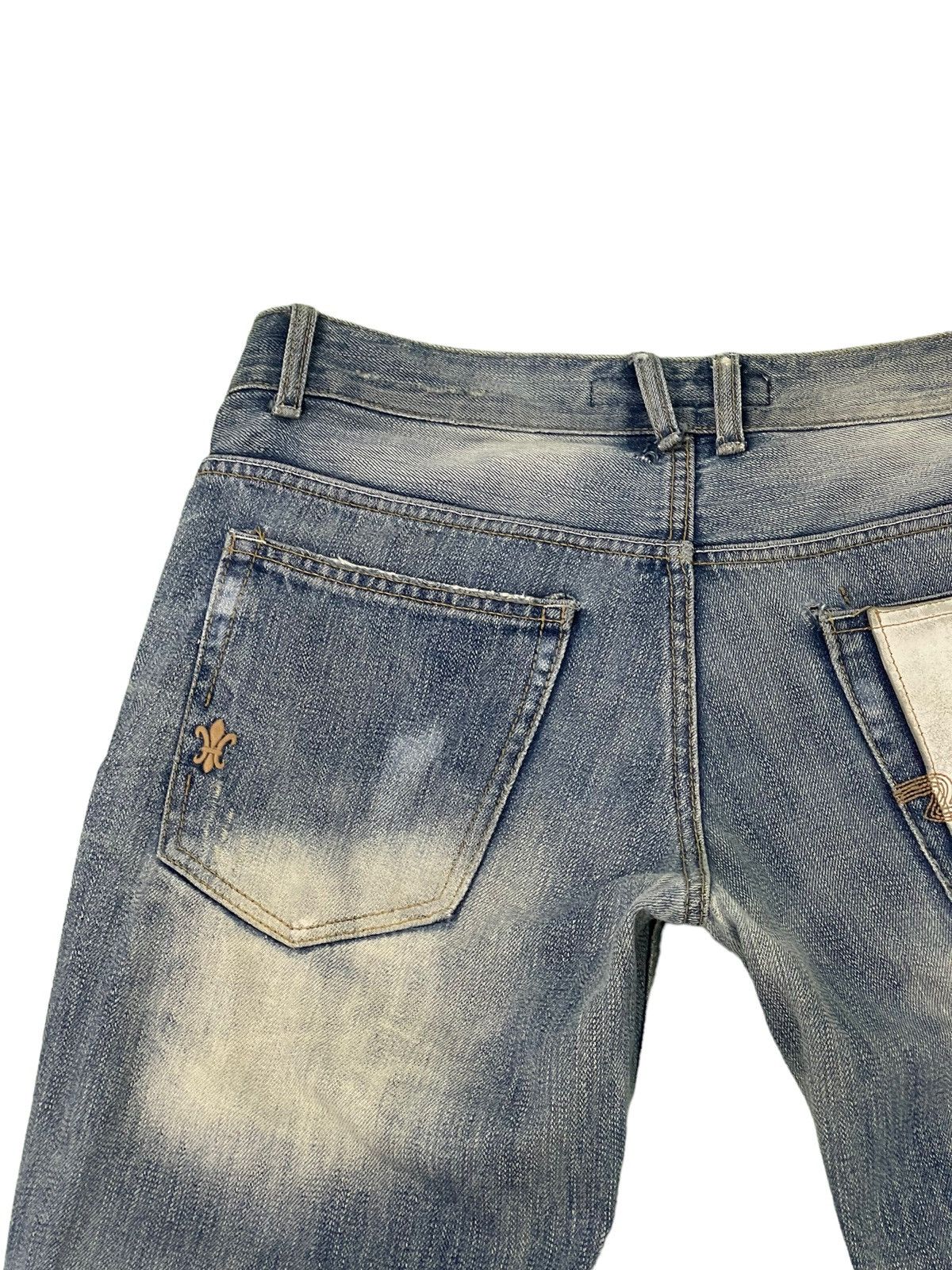 Japanese Brand Slim Jeans Distress Cook Jeans Low Rise Acid Wash 4🟦5 Size US 31 - 19 Thumbnail