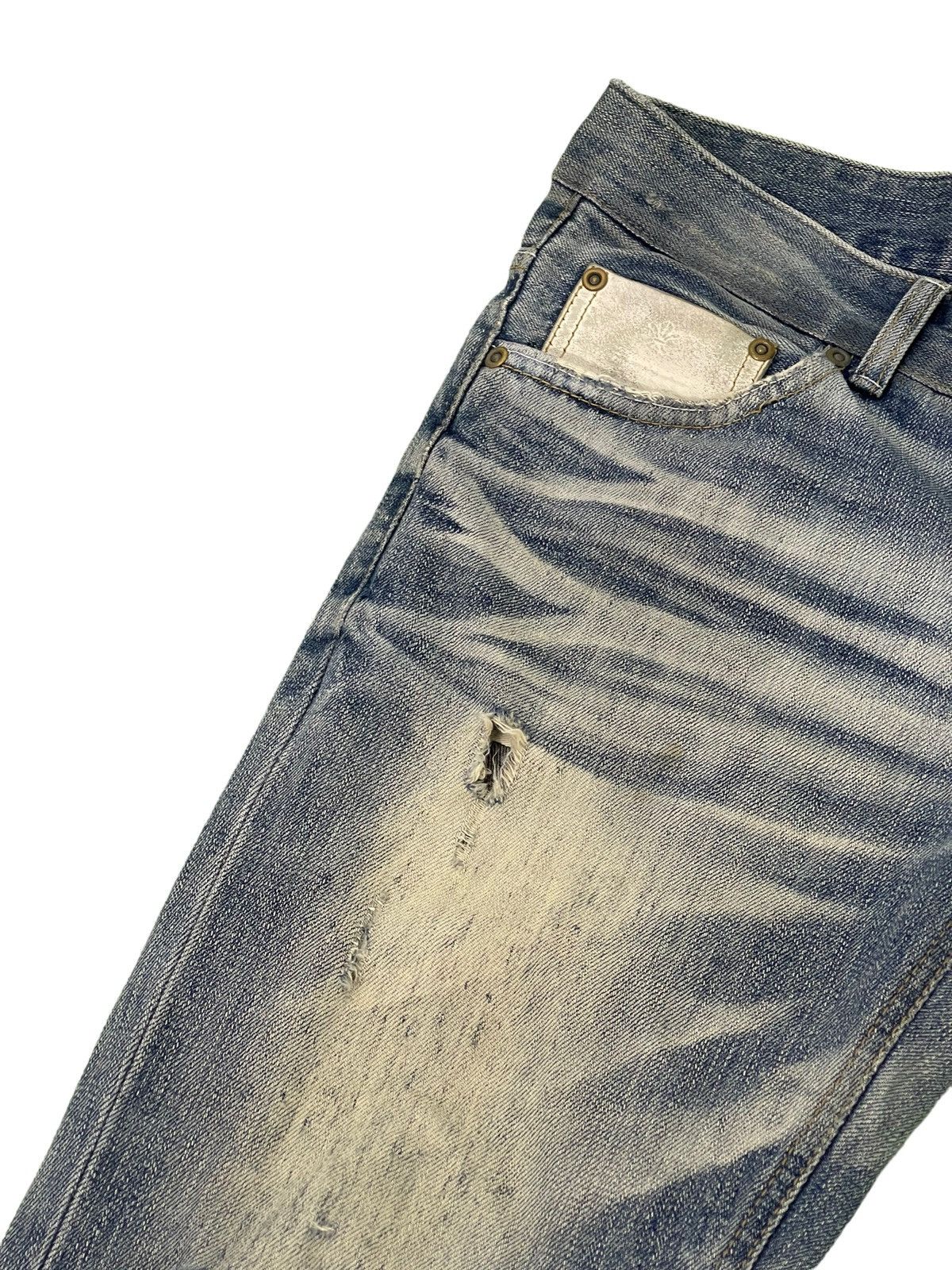 Japanese Brand Slim Jeans Distress Cook Jeans Low Rise Acid Wash 4🟦5 Size US 31 - 8 Thumbnail