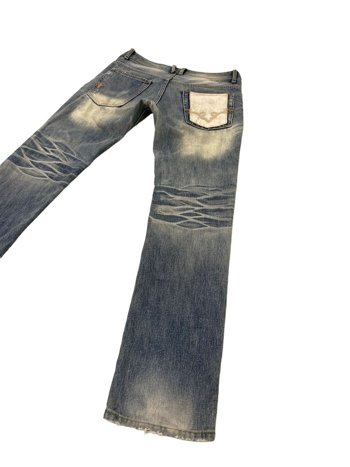 Japanese Brand Slim Jeans Distress Cook Jeans Low Rise Acid Wash 4🟦5 Size US 31 - 14 Thumbnail