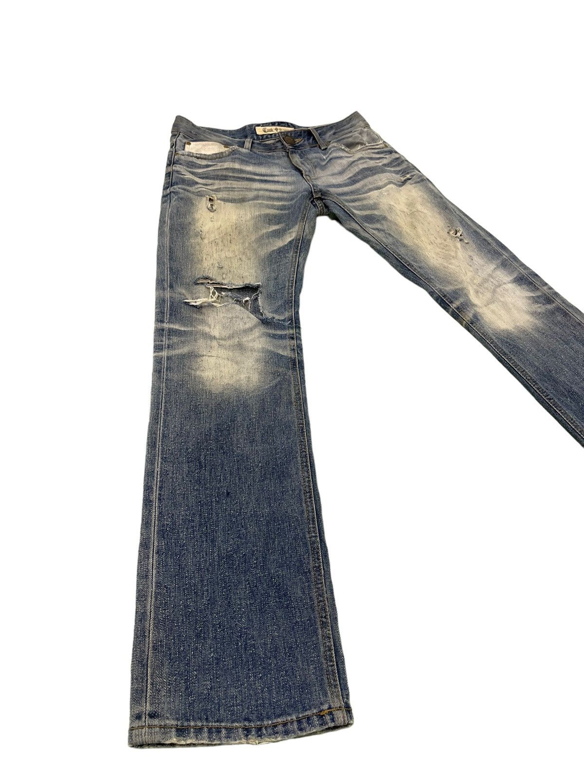 Japanese Brand Slim Jeans Distress Cook Jeans Low Rise Acid Wash 4🟦5 Size US 31 - 1 Thumbnail