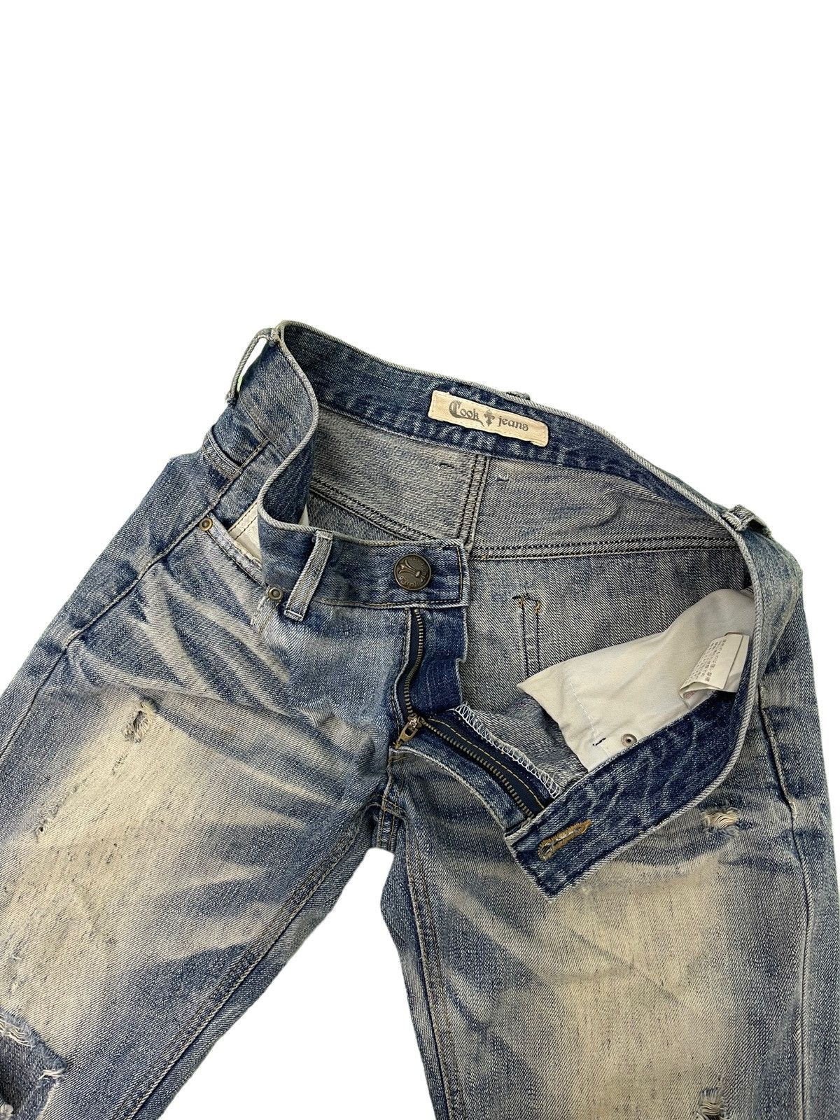 Japanese Brand Slim Jeans Distress Cook Jeans Low Rise Acid Wash 4🟦5 Size US 31 - 11 Thumbnail
