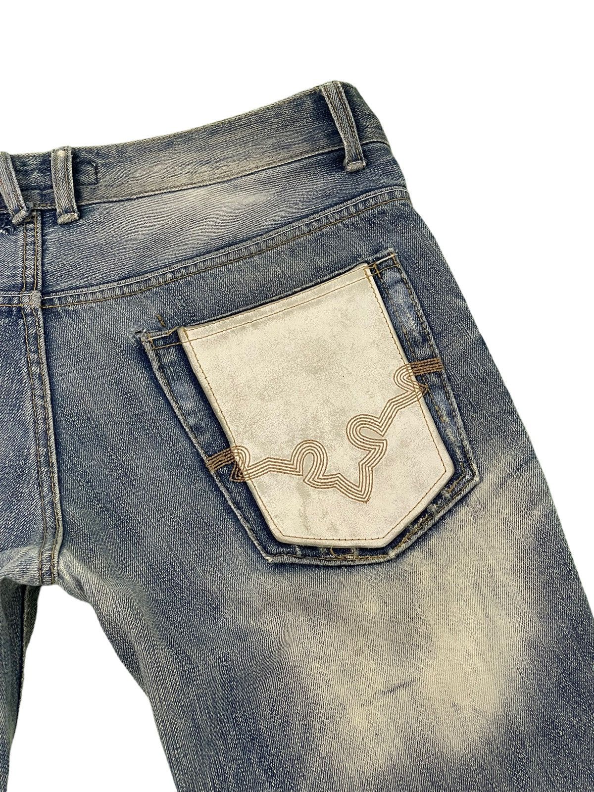 Japanese Brand Slim Jeans Distress Cook Jeans Low Rise Acid Wash 4🟦5 Size US 31 - 20 Thumbnail