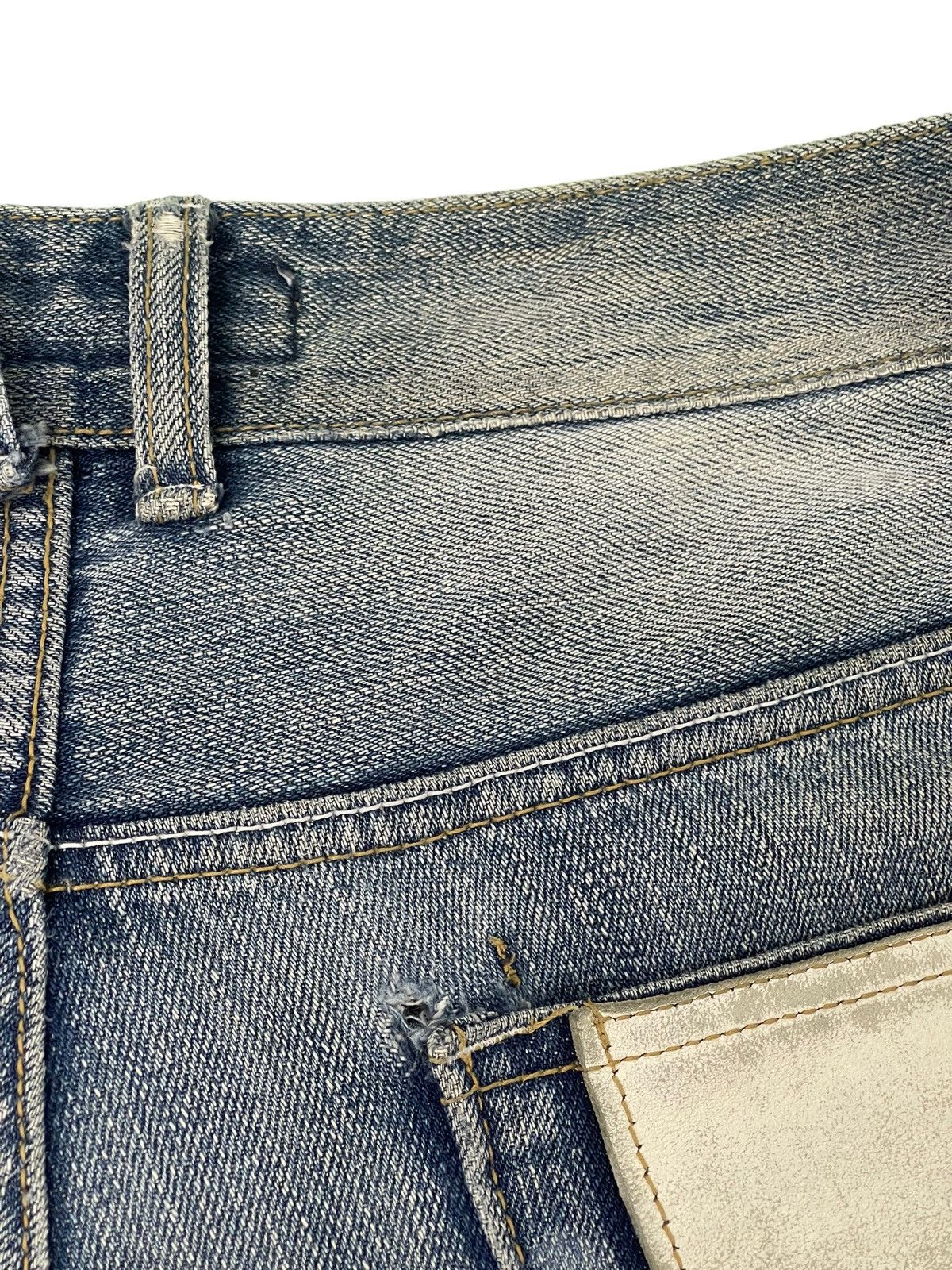 Japanese Brand Slim Jeans Distress Cook Jeans Low Rise Acid Wash 4🟦5 Size US 31 - 21 Thumbnail