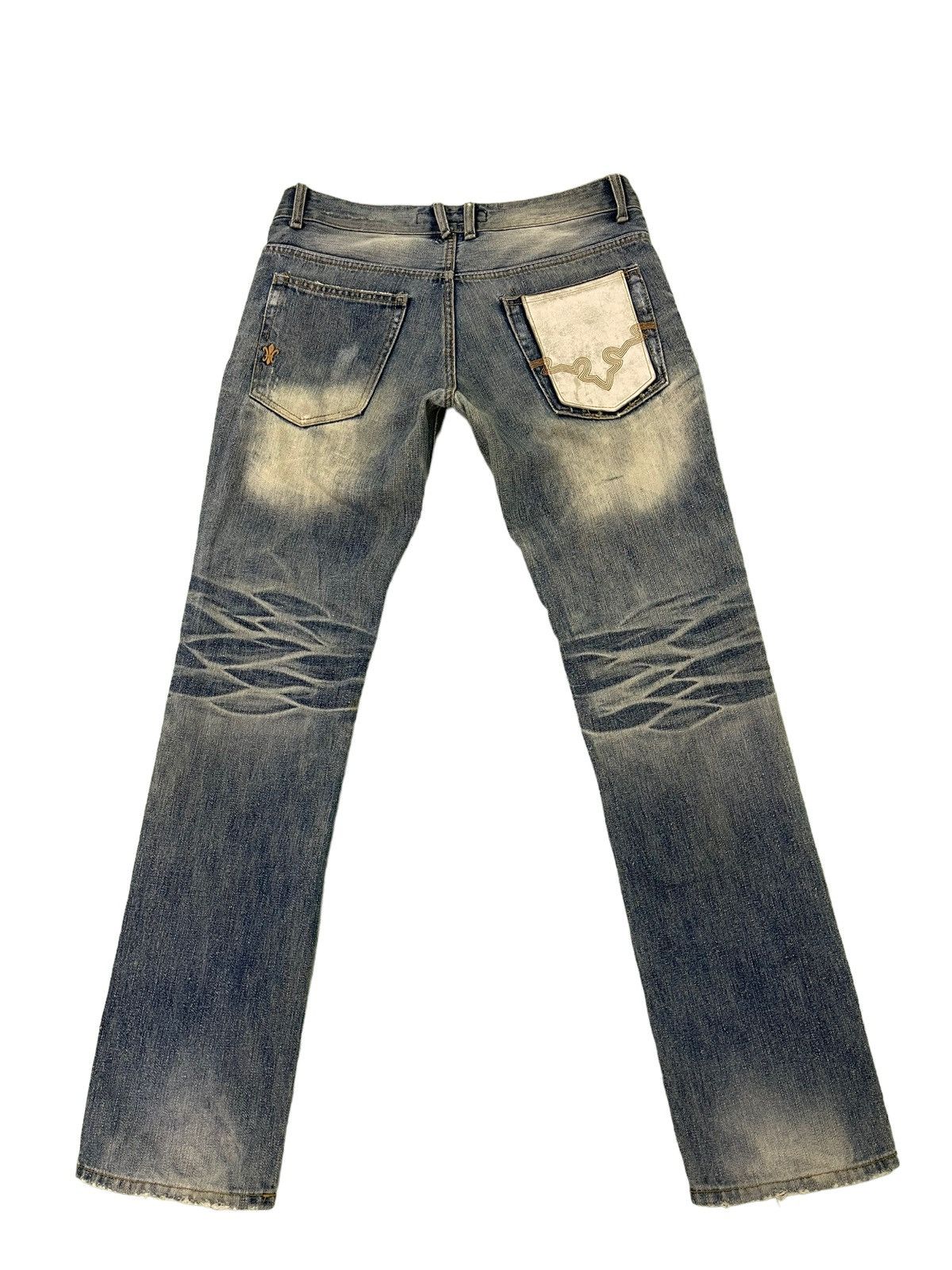 Japanese Brand Slim Jeans Distress Cook Jeans Low Rise Acid Wash 4🟦5 Size US 31 - 12 Thumbnail