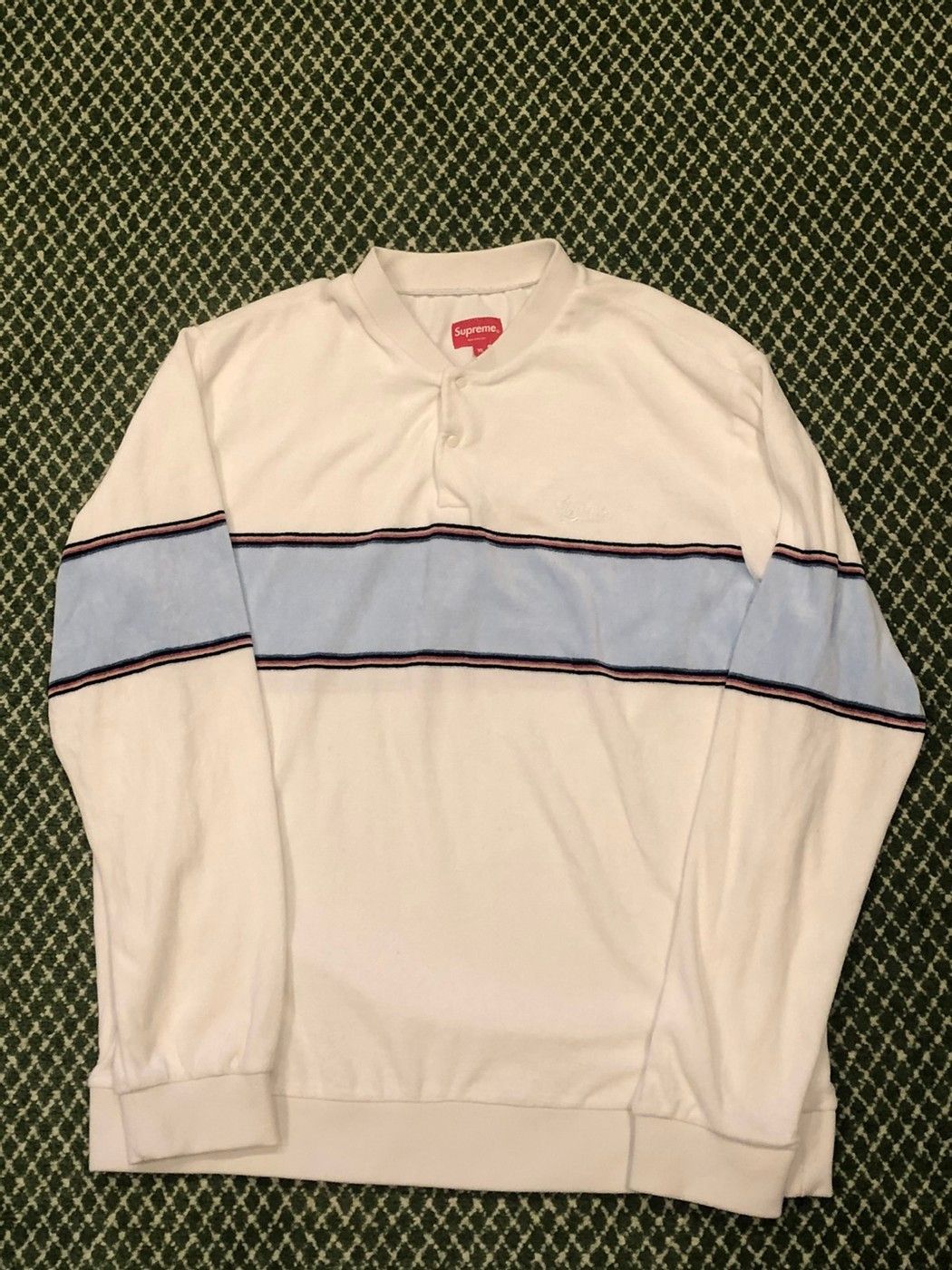 image of Ss17 Supreme Velour Snap Henley in White, Men's (Size XL)