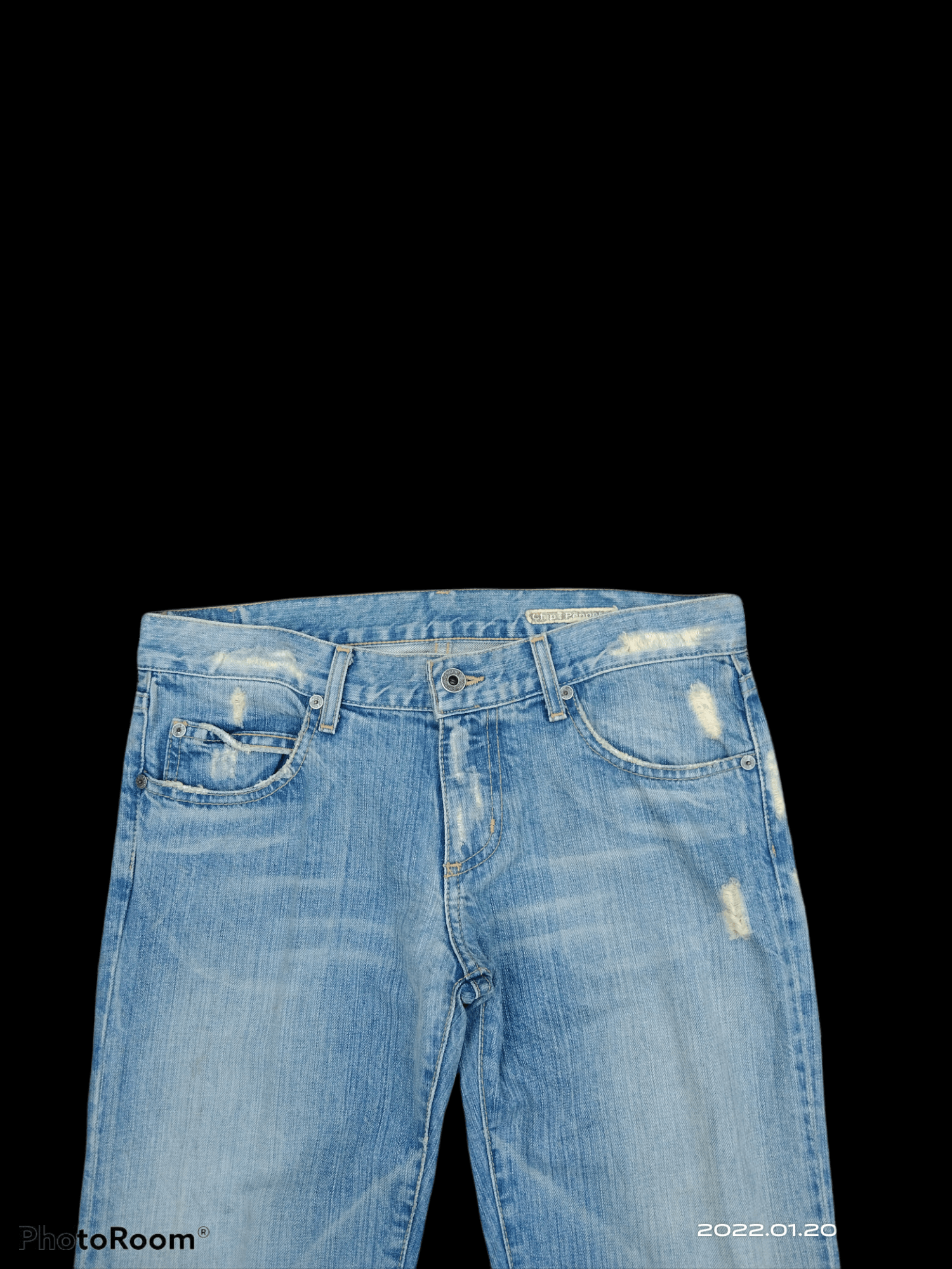 Japanese Brand DiSTRESSED WASHED BLUE FLARE CHIP&PAPPER PANTS Size US 30 / EU 46 - 3 Thumbnail