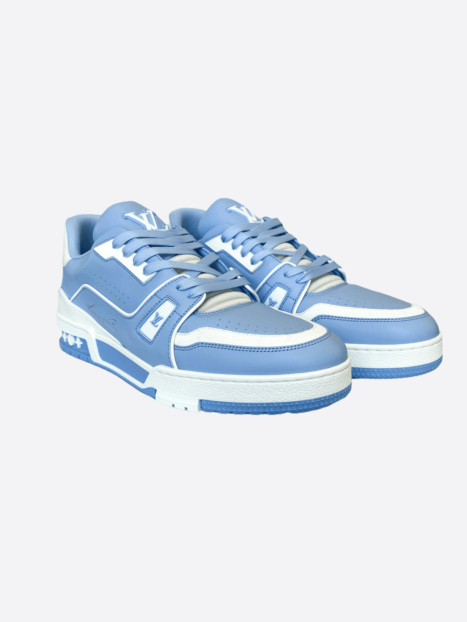 image of Louis Vuitton Blue & White Trainers Shoes, Men's (Size 9)
