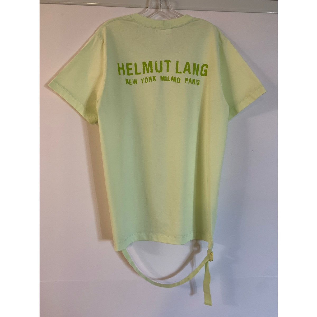 image of Helmut Lang Logo Lime Bondage Tee in Lime Green, Men's (Size Medium)