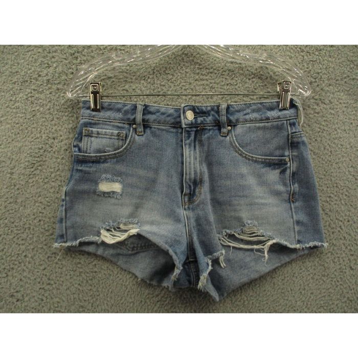 PacSun Black Distressed High Waisted Denim Festival Shorts