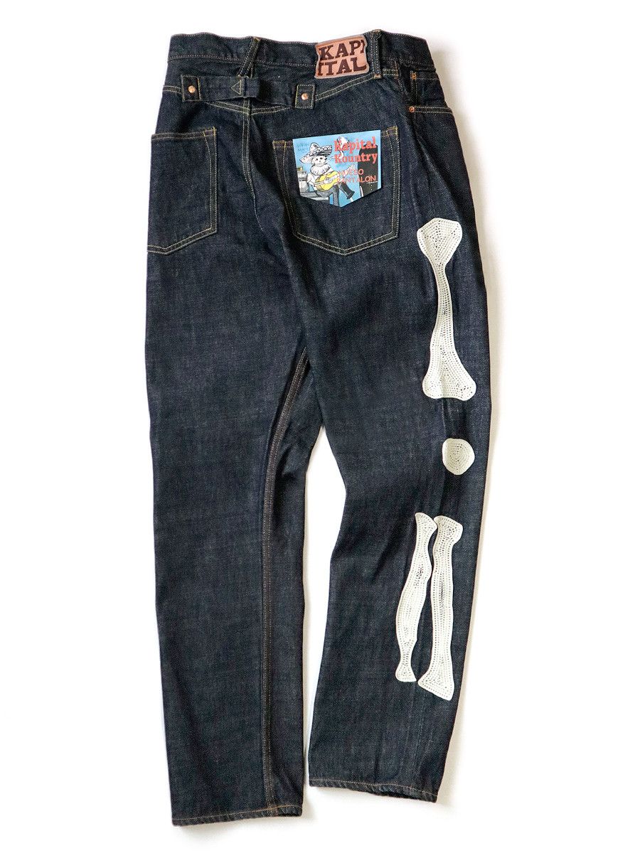 image of Kapital 12.5Oz Mexican Tuxedo Okagilly Bone Denim Pants in Indigo, Men's (Size 30)