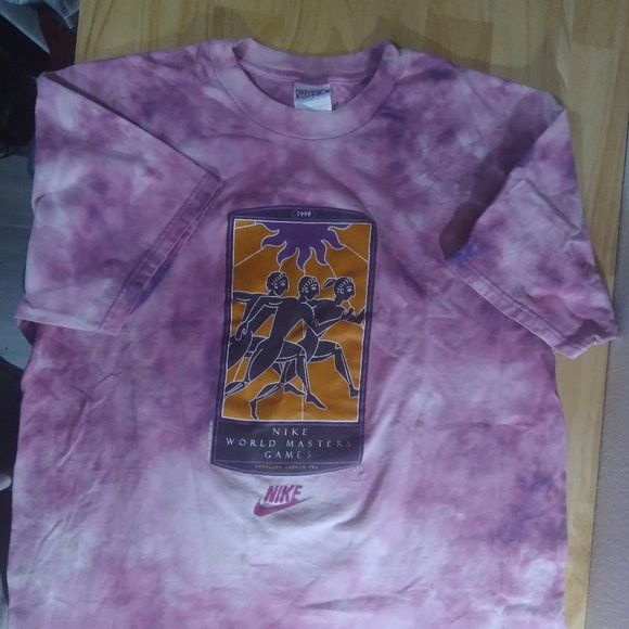 Hanes × Vintage Vintage Custom Nike World Masters Game 98 Tie Dye T-Shirt Size US XL / EU 56 / 4 - 1 Thumbnail