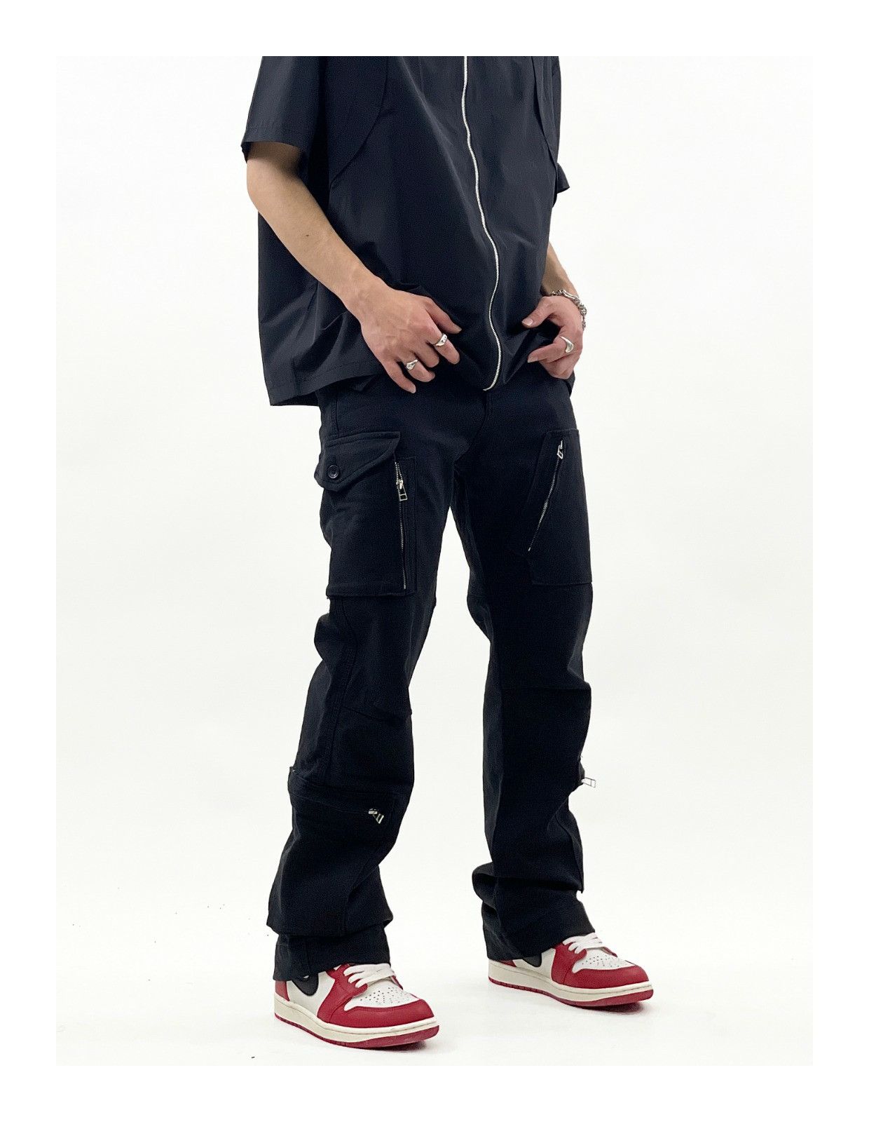 punk flared utility tactical cargo pants