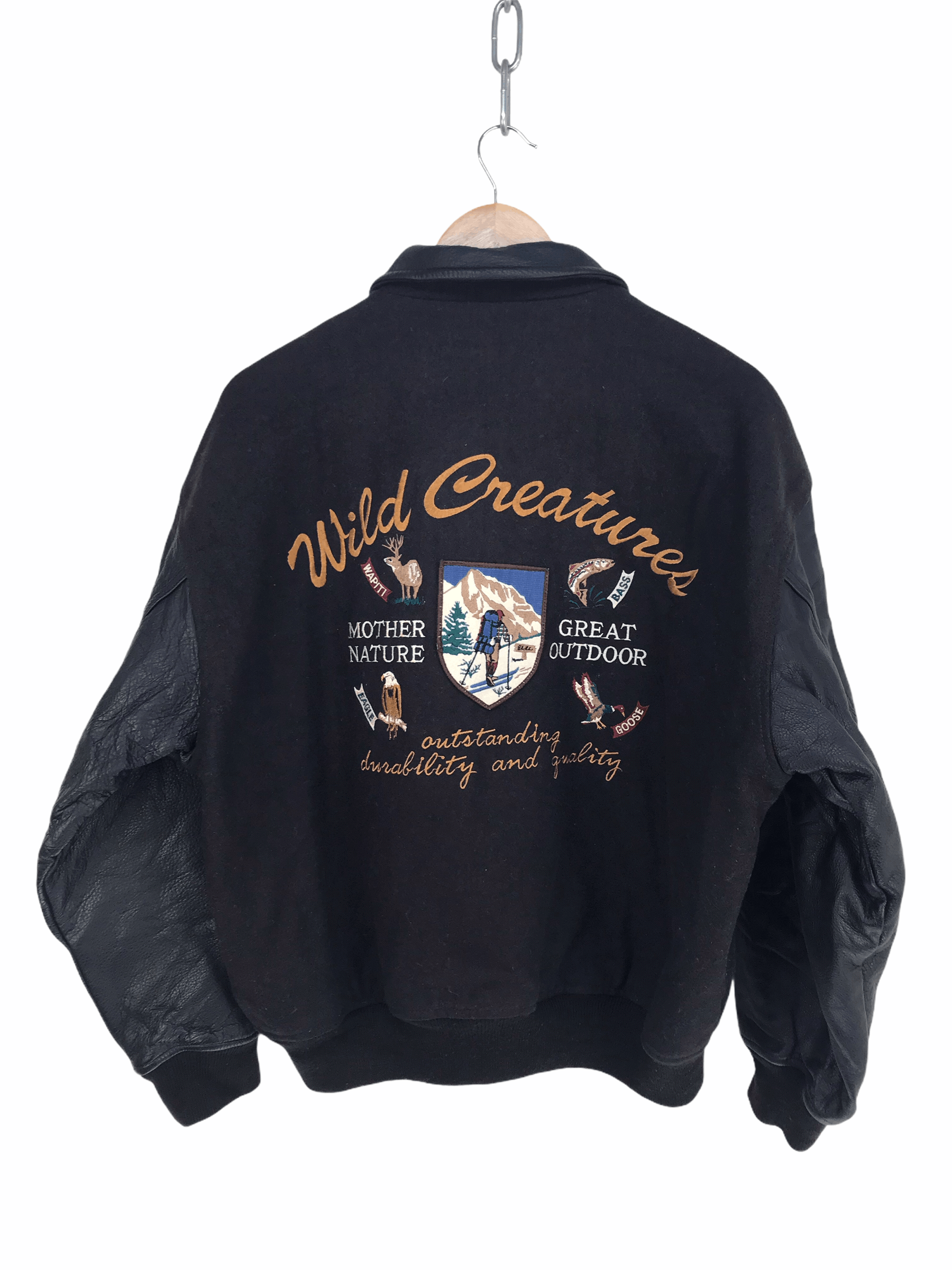 Vintage Vintage WILD CREATURES ALASKA Varsity Jacket Leather/Wool Size US L / EU 52-54 / 3 - 1 Thumbnail