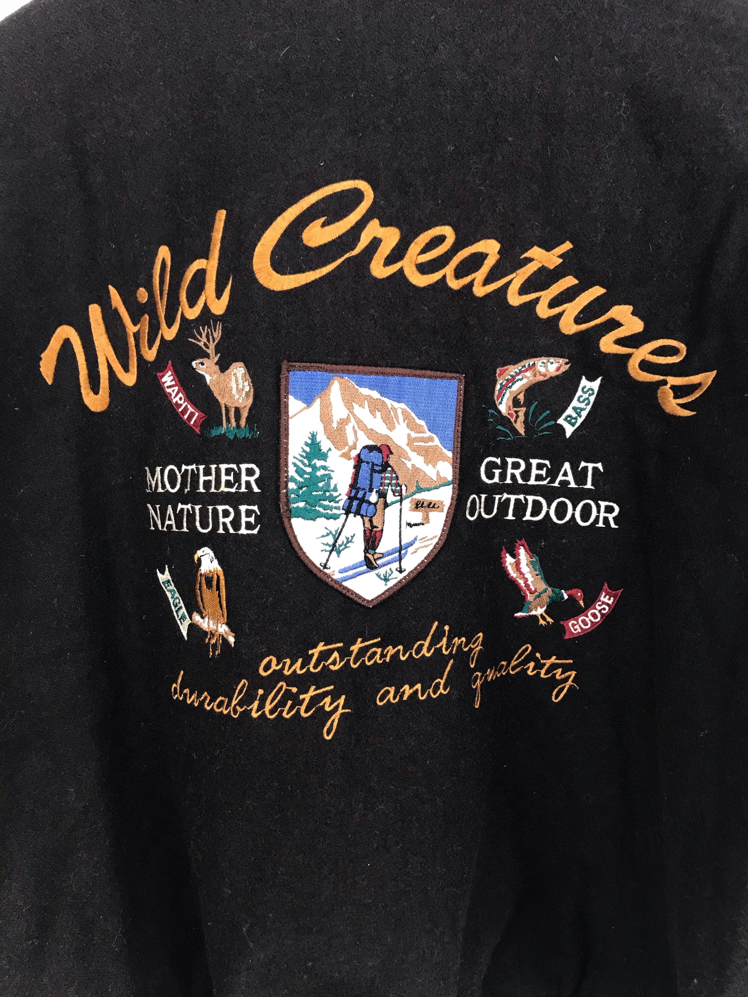Vintage Vintage WILD CREATURES ALASKA Varsity Jacket Leather/Wool Size US L / EU 52-54 / 3 - 8 Thumbnail