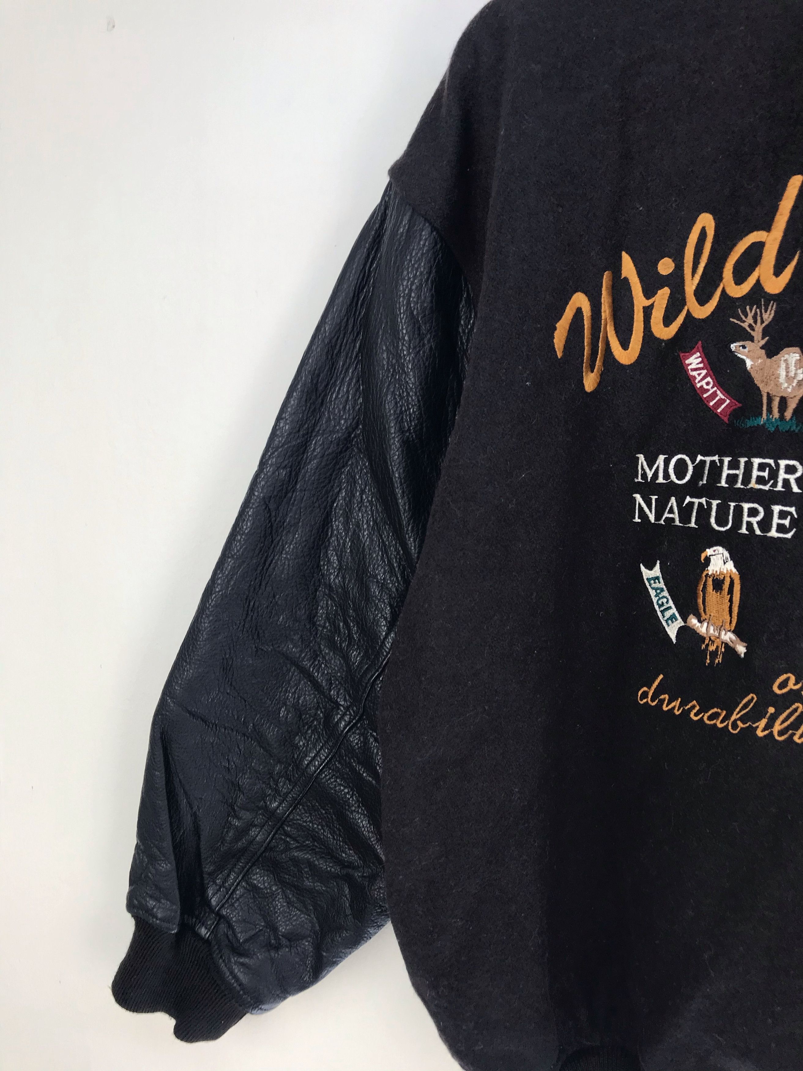 Vintage Vintage WILD CREATURES ALASKA Varsity Jacket Leather/Wool Size US L / EU 52-54 / 3 - 10 Thumbnail