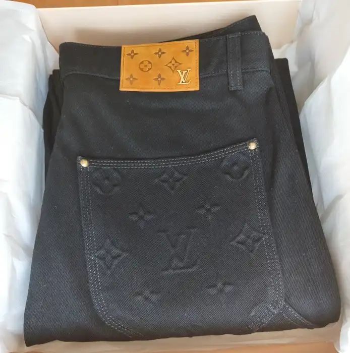 Louis Vuitton Monogram Detail Carpenter Denim Pants Black