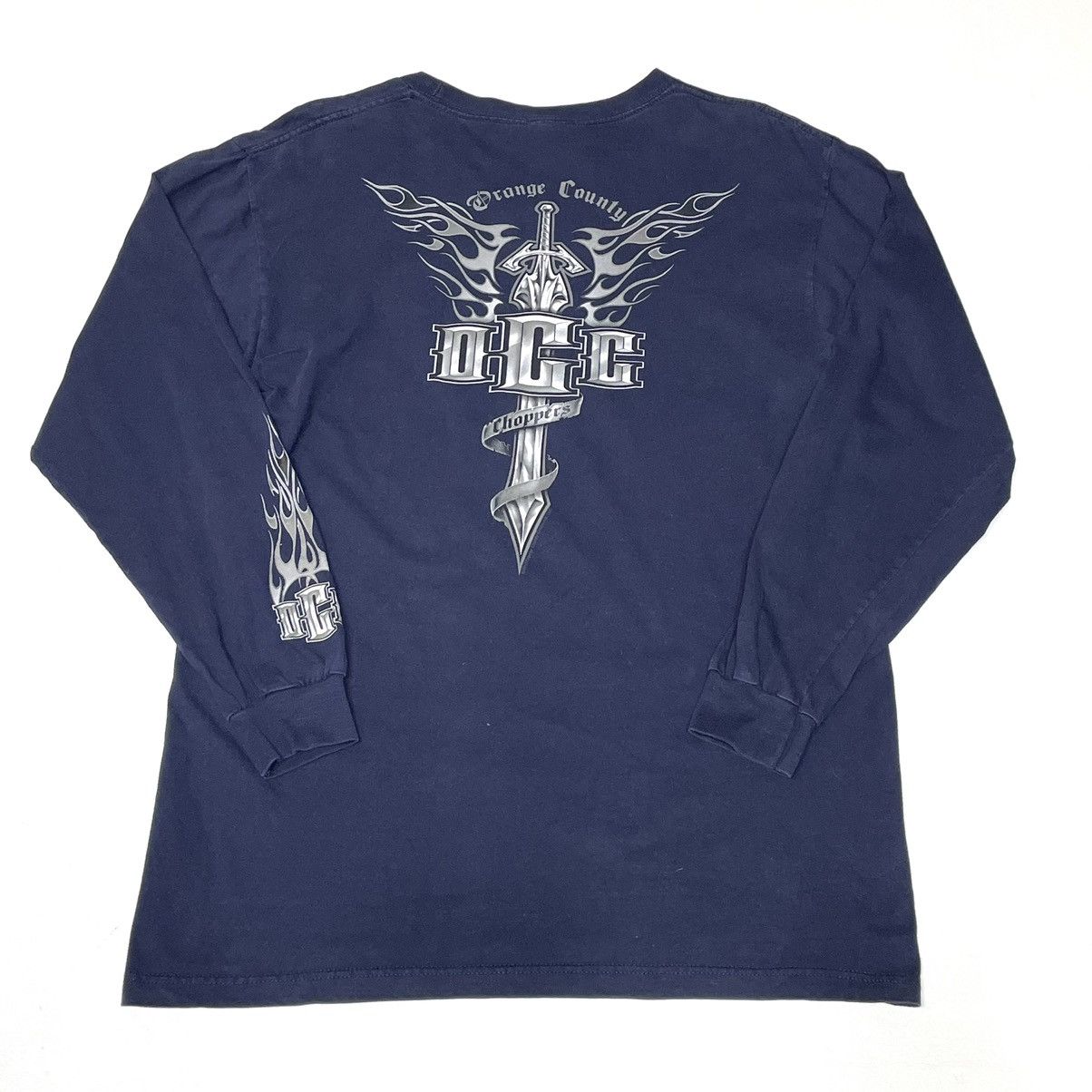 Vintage × West Coast Choppers Y2K Orange County Choppers L/S Flame Biker Shirt Size US L / EU 52-54 / 3 - 1 Thumbnail