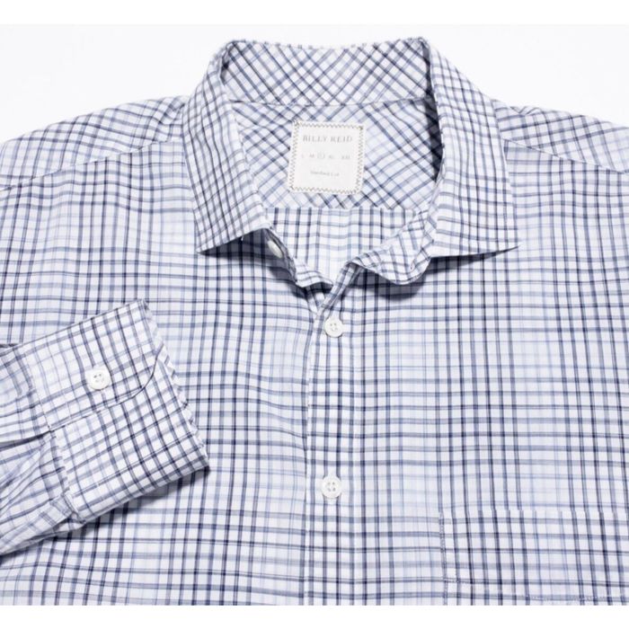 Billy Reid Billy Reid Shirt Men's Large Standard Cut Blue Plaid Made In ...