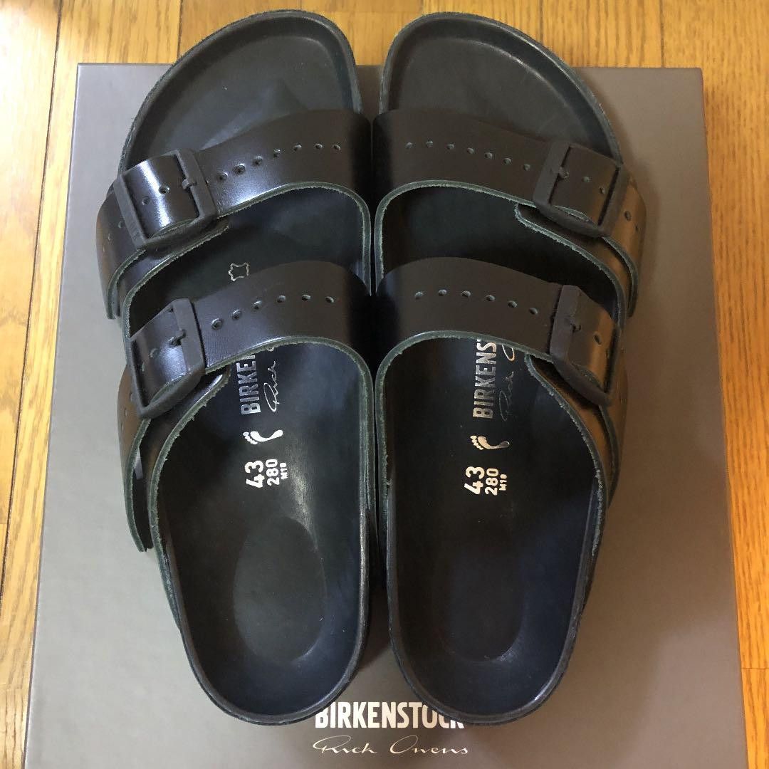 image of Rick Owens Leather Arizona Sandals in Black, Men's (Size 10)