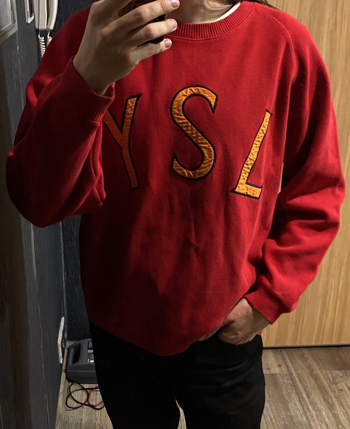 Yves Saint Laurent 🍟 YSL Sweatshirt Big Logo Yves Saint Laurent Vintage Sweater Size US L / EU 52-54 / 3 - 18 Thumbnail