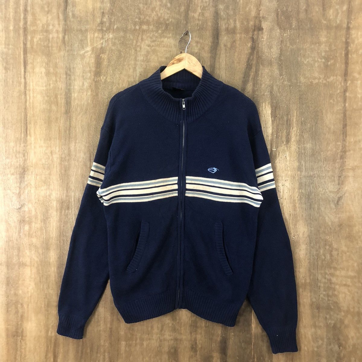 Aran Isles Knitwear × Japanese Brand × Vintage Gordon And Smitch Zipper Dark Blue Sweater Knitwear #017 Size US M / EU 48-50 / 2 - 1 Thumbnail