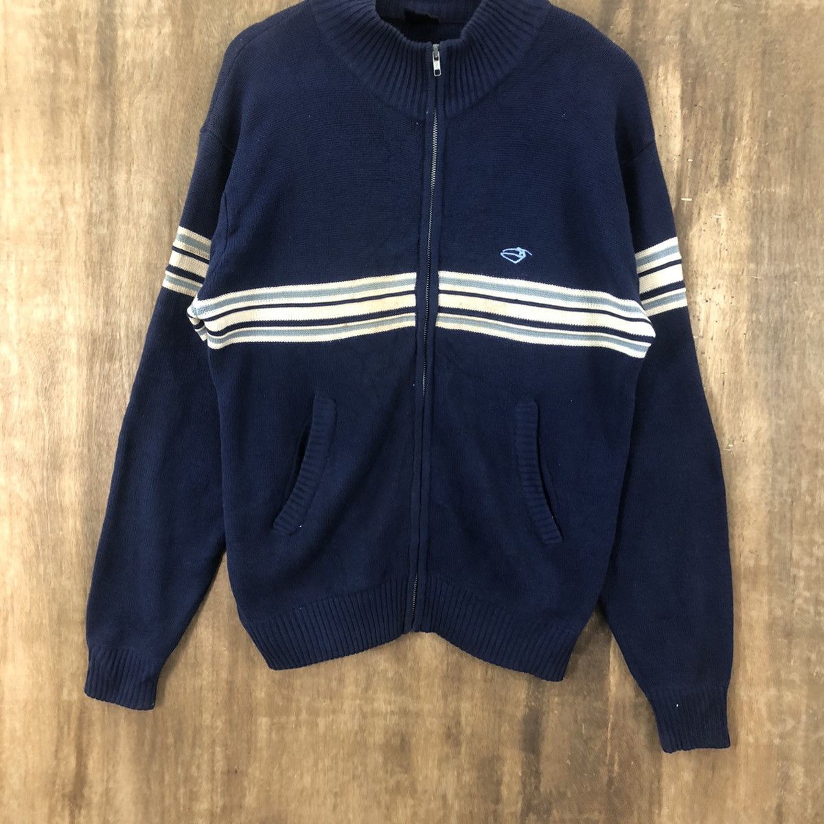 Aran Isles Knitwear × Japanese Brand × Vintage Gordon And Smitch Zipper Dark Blue Sweater Knitwear #017 Size US M / EU 48-50 / 2 - 3 Thumbnail