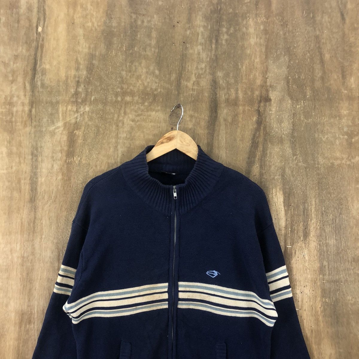 Aran Isles Knitwear × Japanese Brand × Vintage Gordon And Smitch Zipper Dark Blue Sweater Knitwear #017 Size US M / EU 48-50 / 2 - 2 Thumbnail