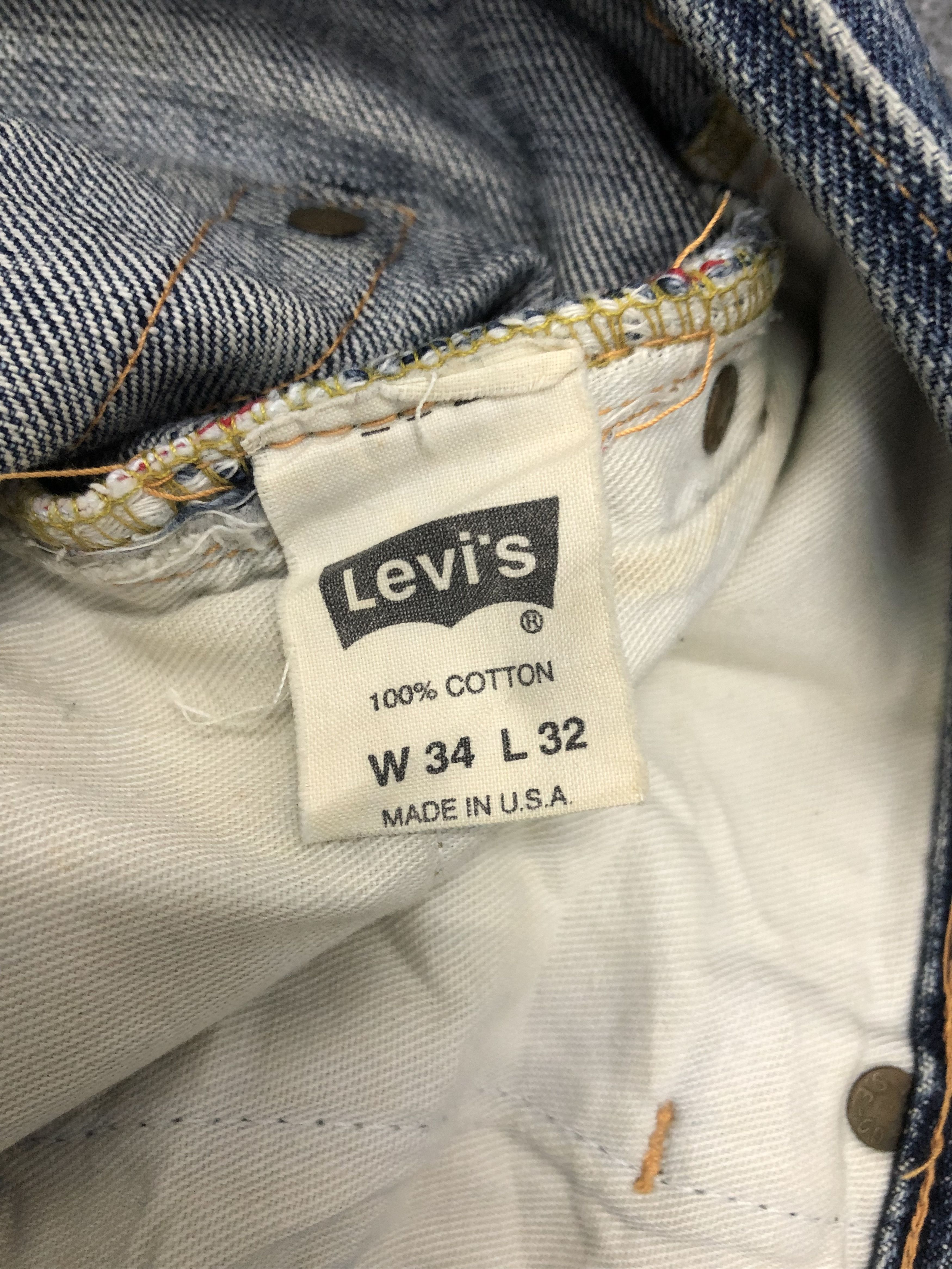 Levi's Vintage 90s Levis 501 Faded Blue Jeans DP1043 Size US 35 - 6 Thumbnail