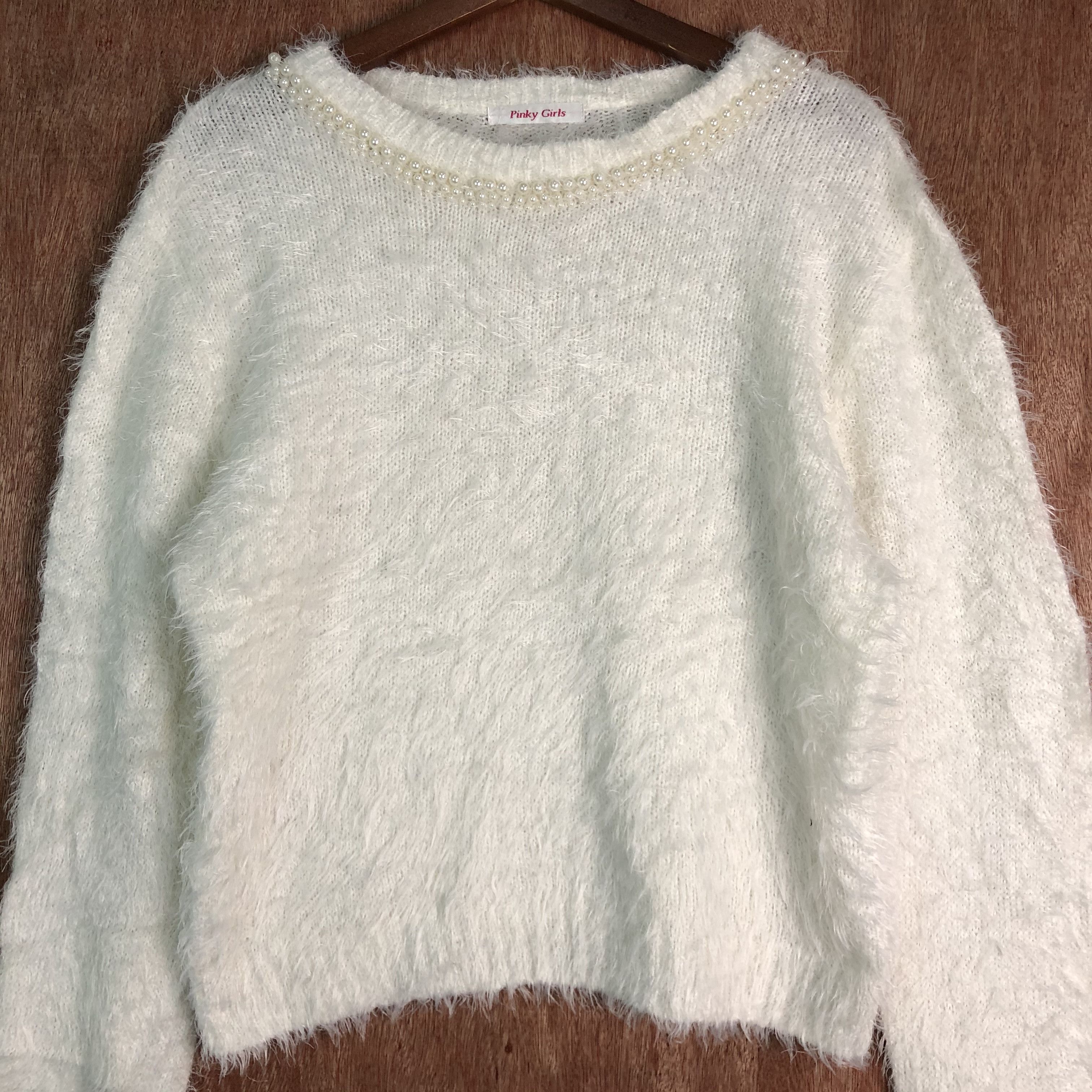 Homespun Knitwear × Japanese Brand × White's Boots Pinky Girl White Long sleeve Mohair Knitwear Size US L / EU 52-54 / 3 - 2 Thumbnail
