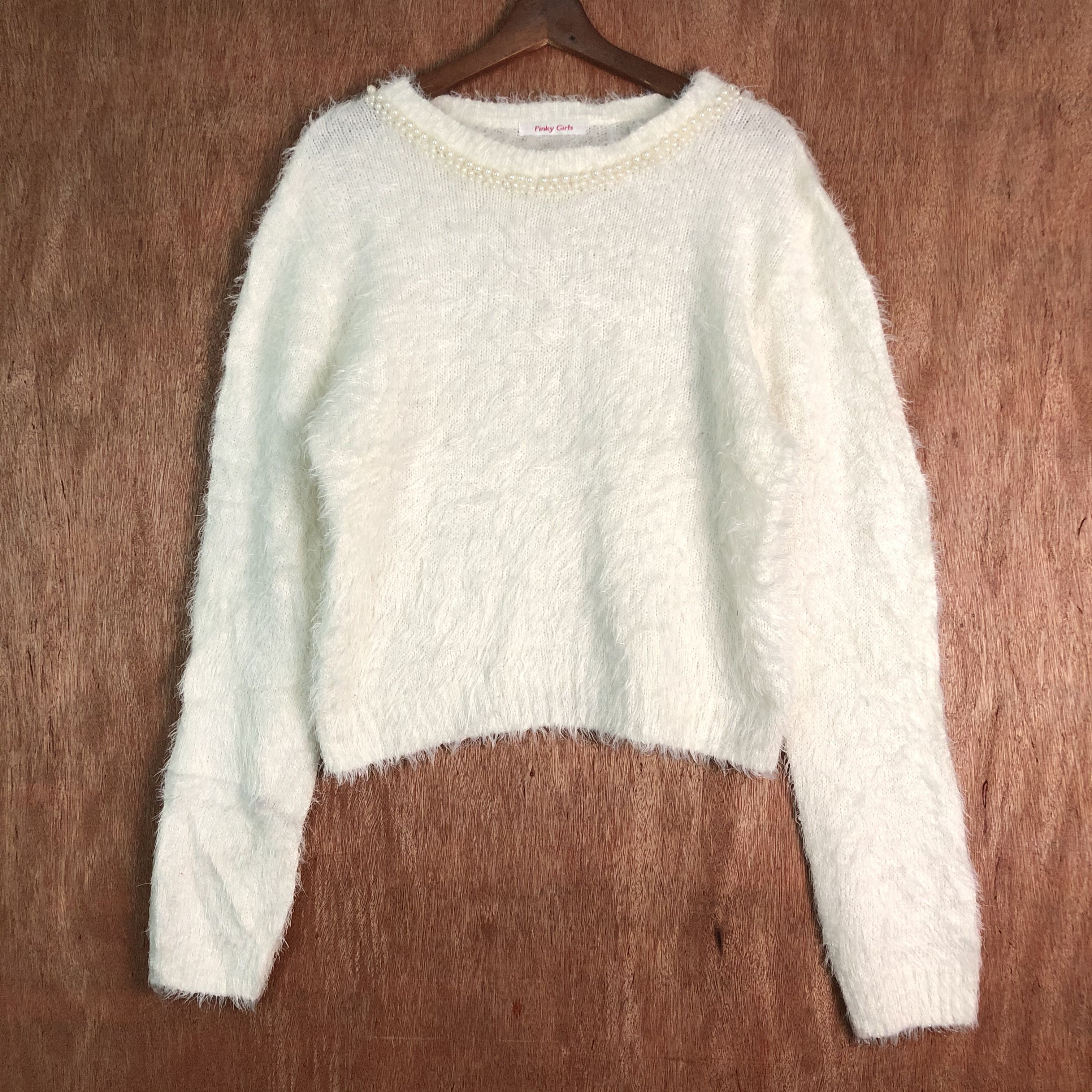 Homespun Knitwear × Japanese Brand × White's Boots Pinky Girl White Long sleeve Mohair Knitwear Size US L / EU 52-54 / 3 - 1 Thumbnail