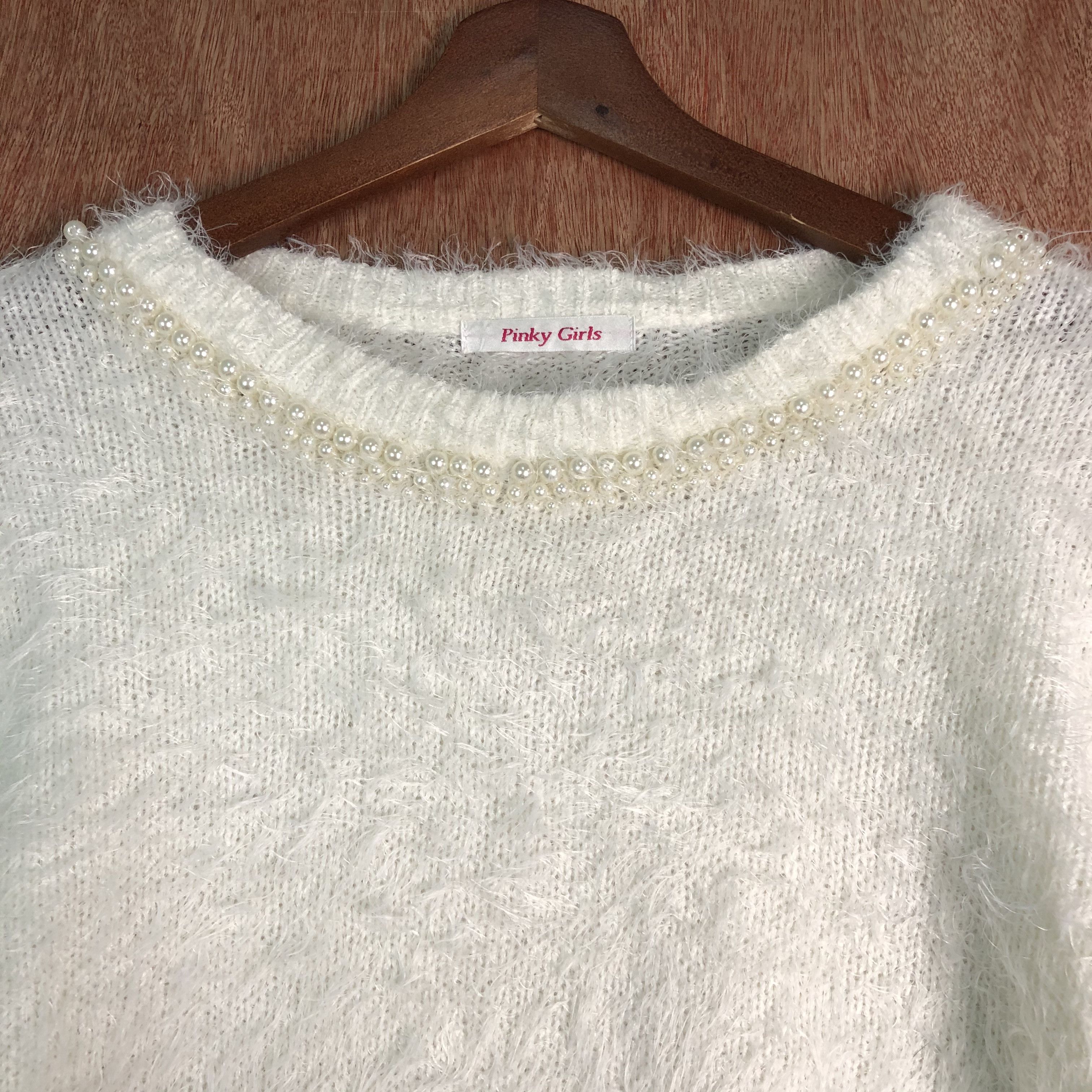 Homespun Knitwear × Japanese Brand × White's Boots Pinky Girl White Long sleeve Mohair Knitwear Size US L / EU 52-54 / 3 - 8 Thumbnail