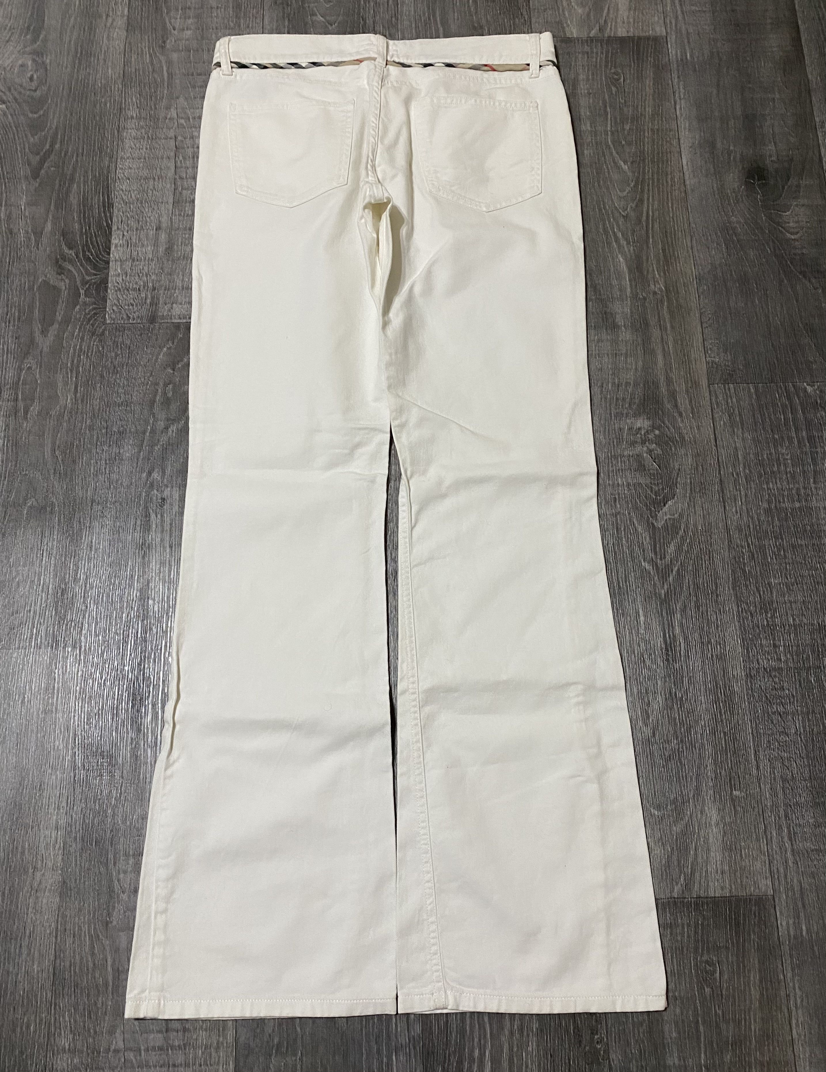 Women's Burberry London White Flared Jeans Denim Nova Check